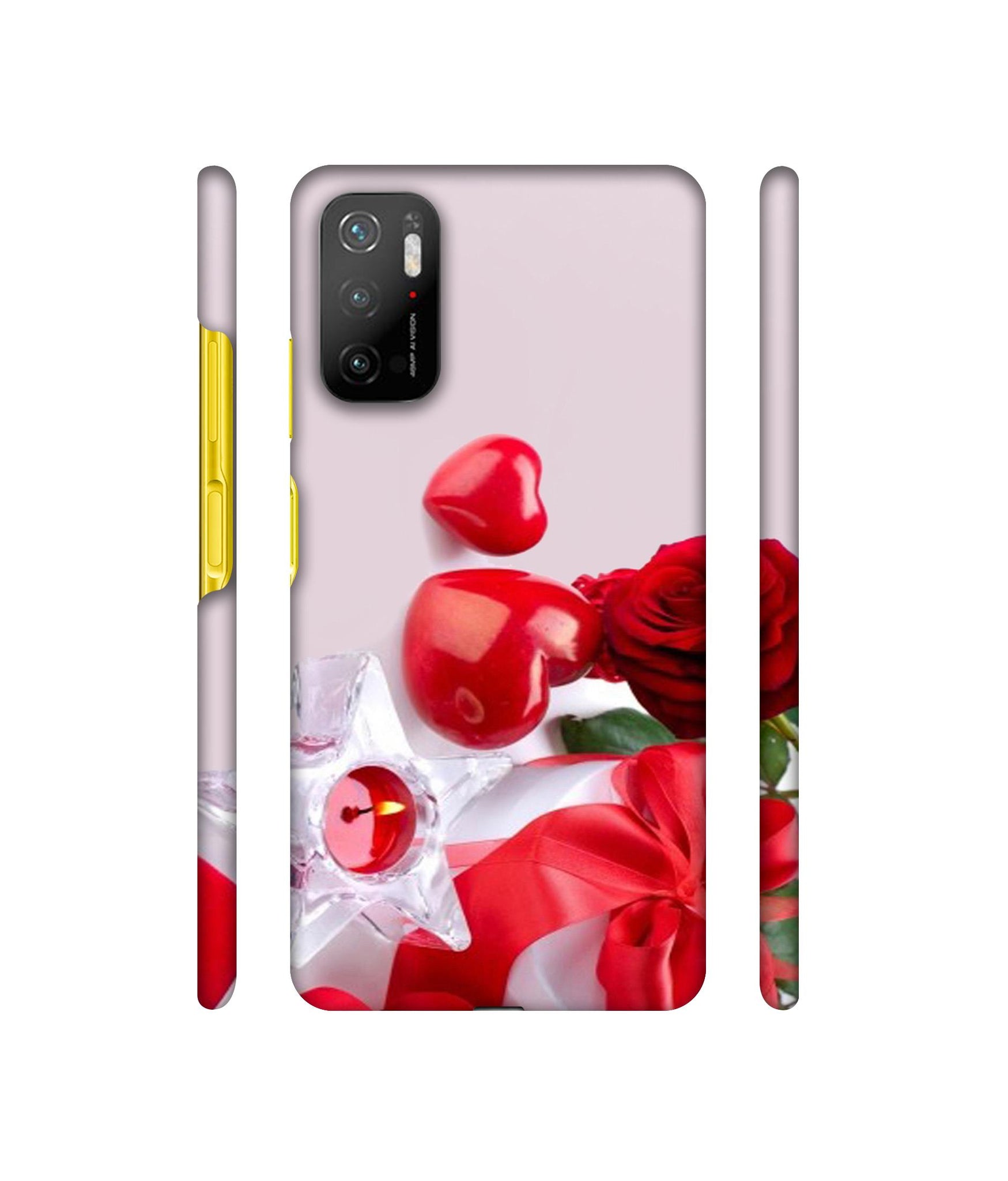 Red Rose Heart Valentines Couple Designer Hard Back Cover for Mi Poco M3 Pro 4G / Mi Poco M3 Pro 5G / Redmi Note 10T 5G