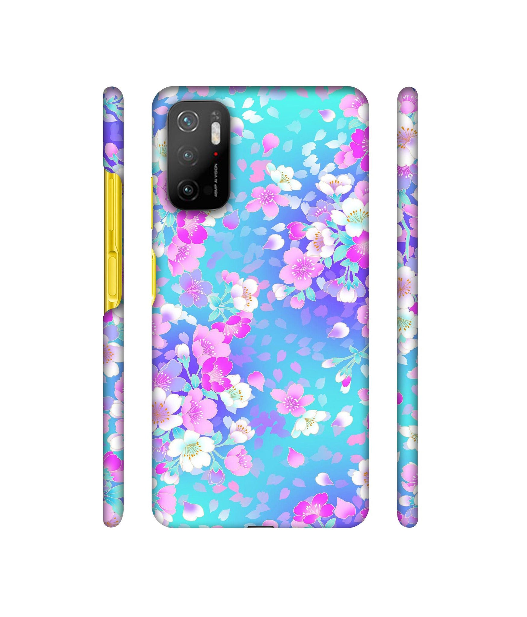 Floral Blue Pattern Designer Hard Back Cover for Mi Poco M3 Pro 4G / Mi Poco M3 Pro 5G / Redmi Note 10T 5G