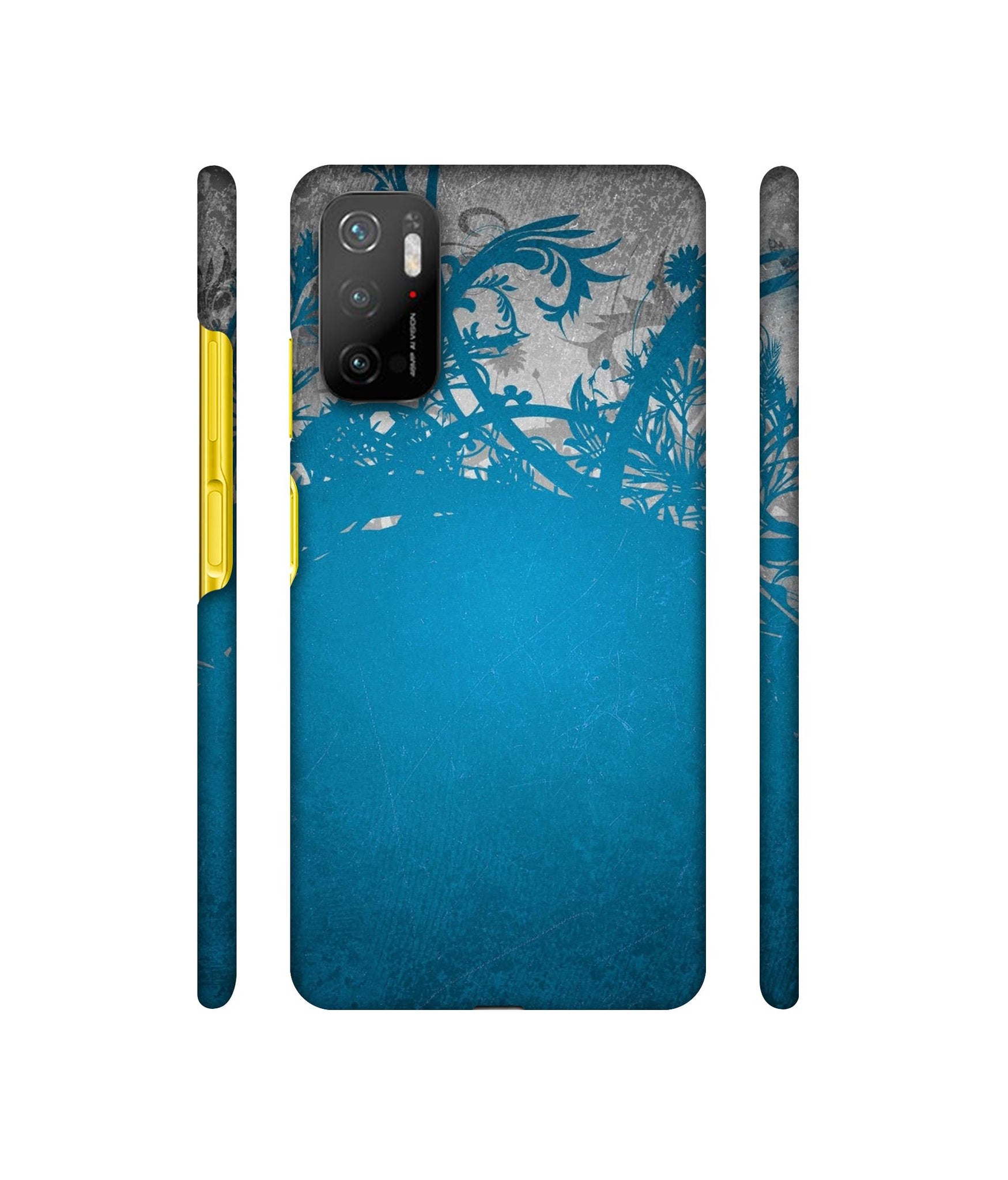 Blue Floral Pattern Designer Hard Back Cover for Mi Poco M3 Pro 4G / Mi Poco M3 Pro 5G / Redmi Note 10T 5G