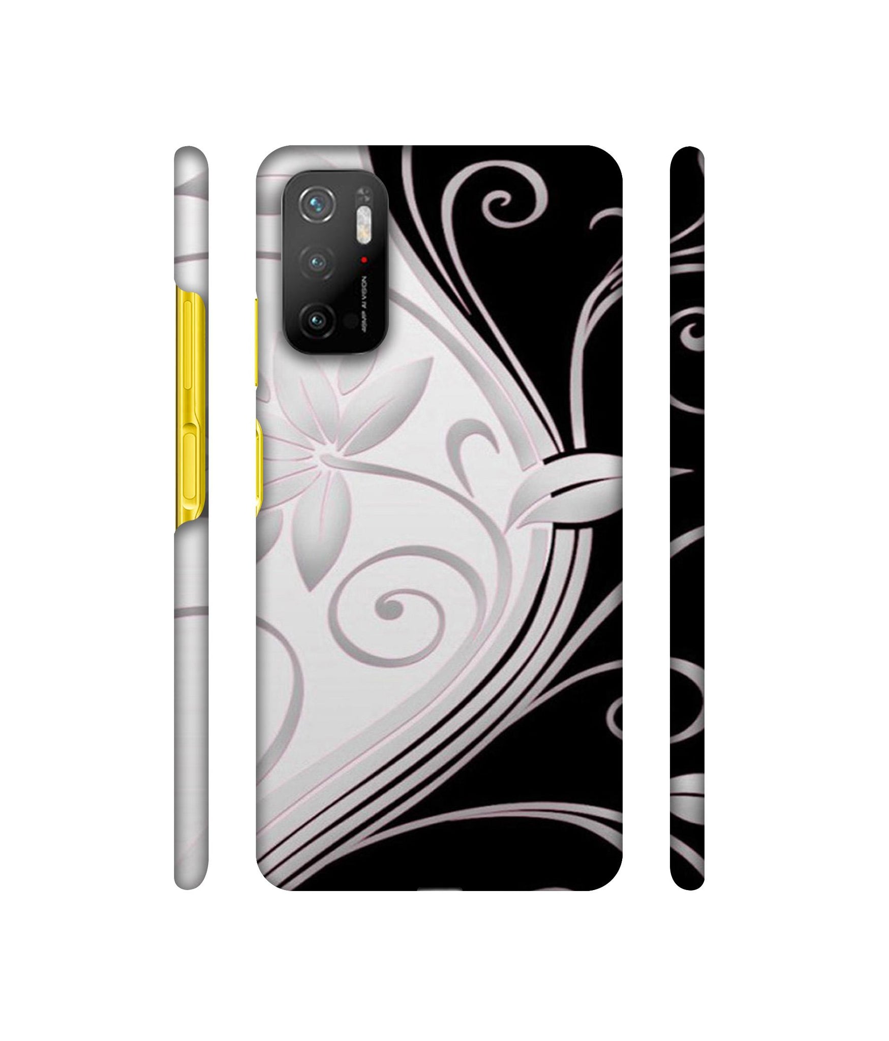 Black And White Flower Designer Hard Back Cover for Mi Poco M3 Pro 4G / Mi Poco M3 Pro 5G / Redmi Note 10T 5G