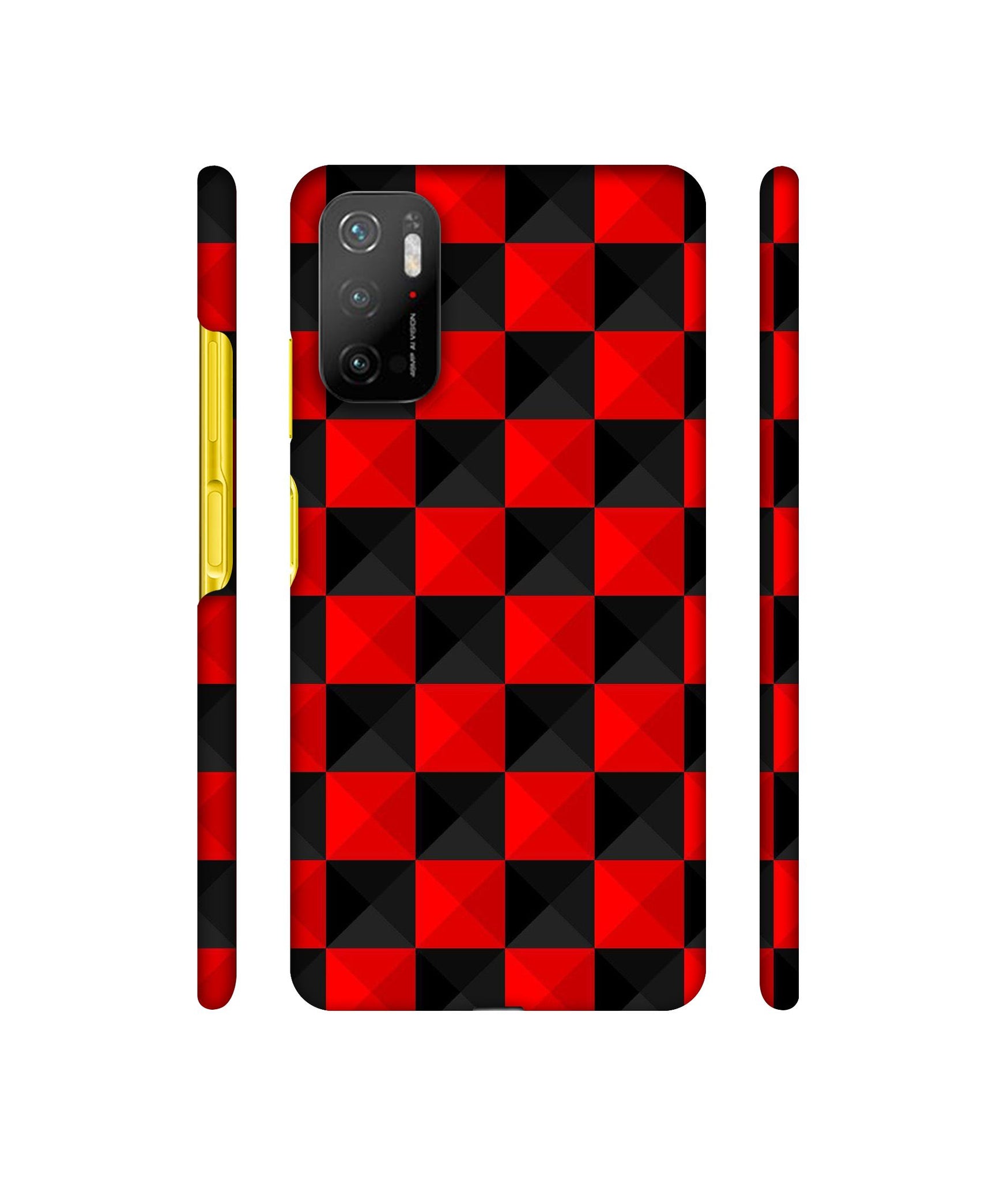 Red N Black Cubes Designer Hard Back Cover for Mi Poco M3 Pro 4G / Mi Poco M3 Pro 5G / Redmi Note 10T 5G