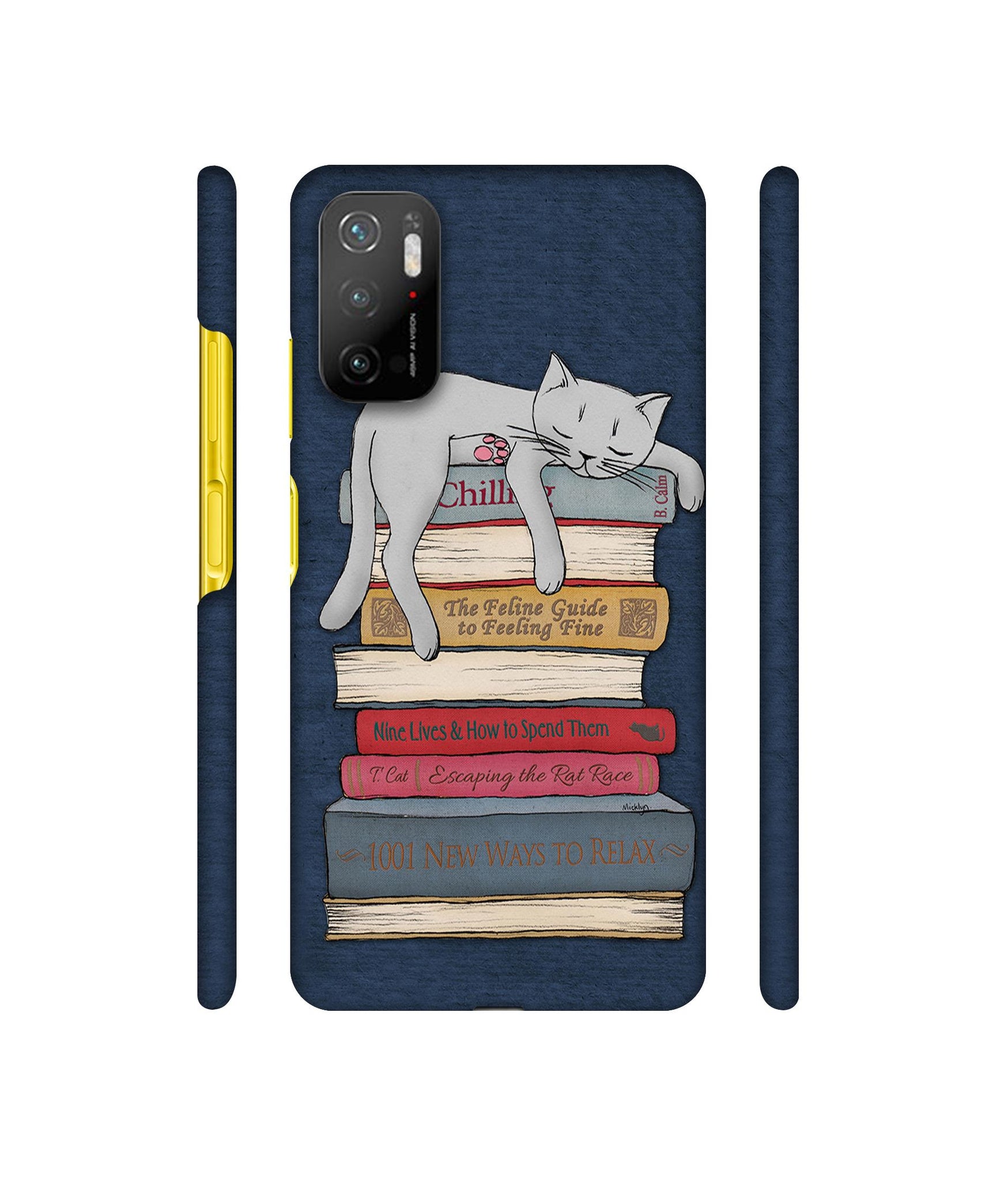 Cat Sleeping On The Books Designer Hard Back Cover for Mi Poco M3 Pro 4G / Mi Poco M3 Pro 5G / Redmi Note 10T 5G