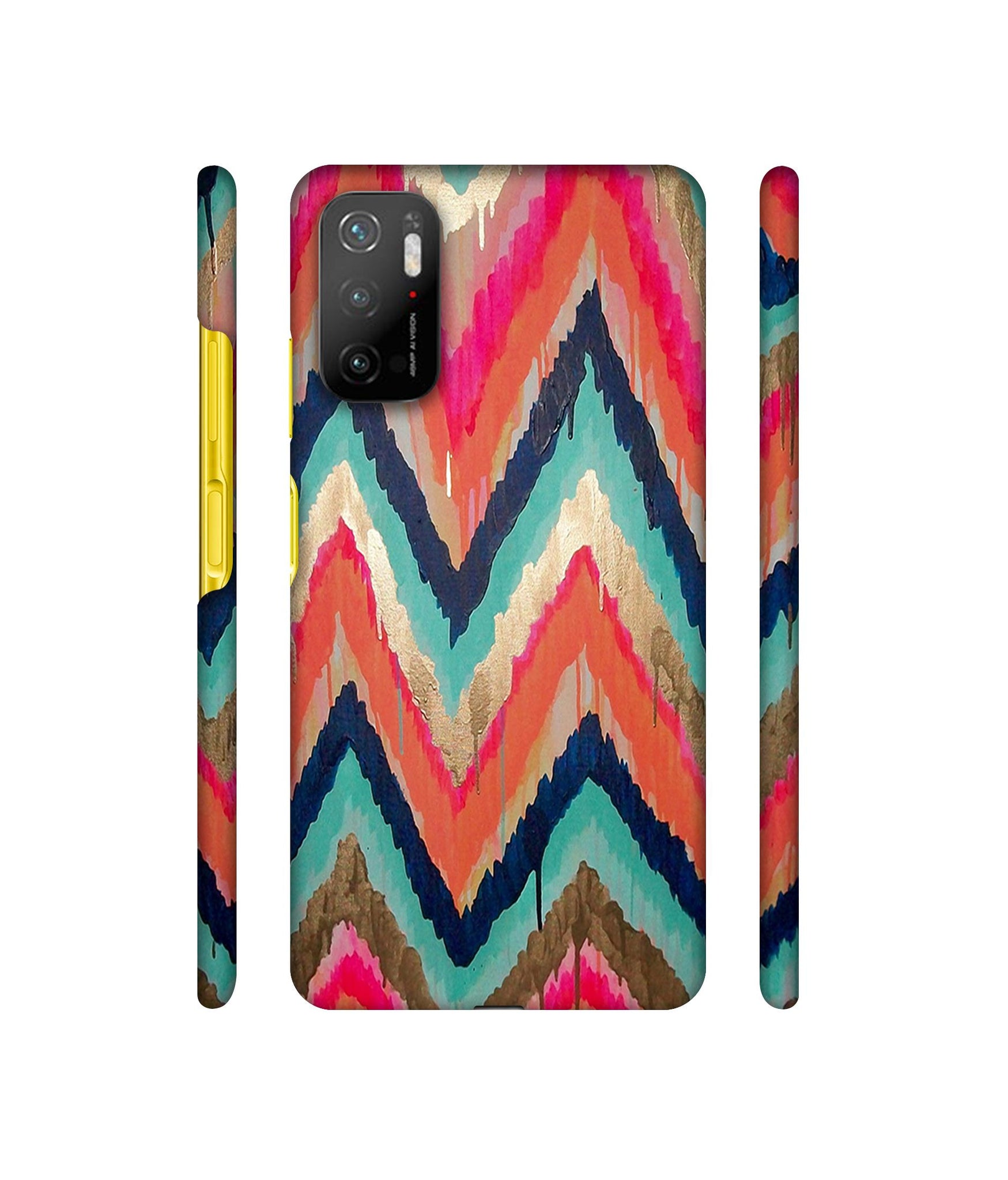 Colorful Zig-Zag Lines Art Designer Hard Back Cover for Mi Poco M3 Pro 4G / Mi Poco M3 Pro 5G / Redmi Note 10T 5G