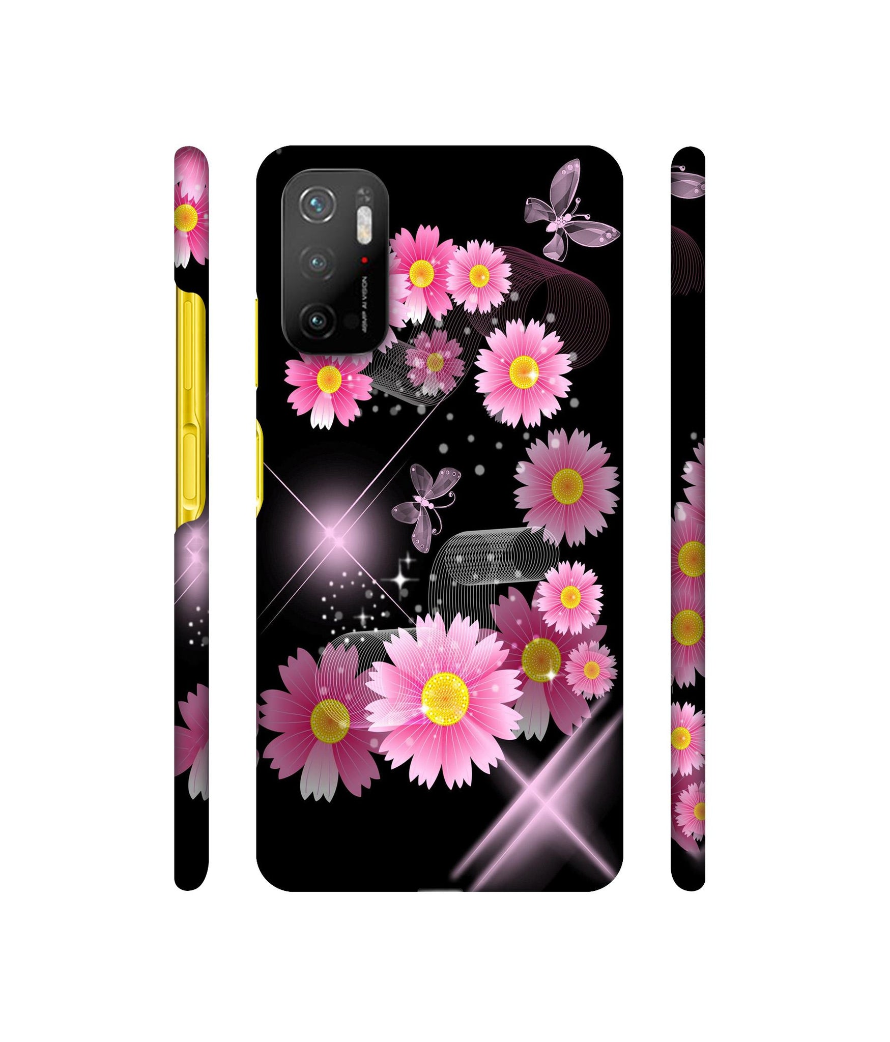 Pink Flower Designer Hard Back Cover for Mi Poco M3 Pro 4G / Mi Poco M3 Pro 5G / Redmi Note 10T 5G