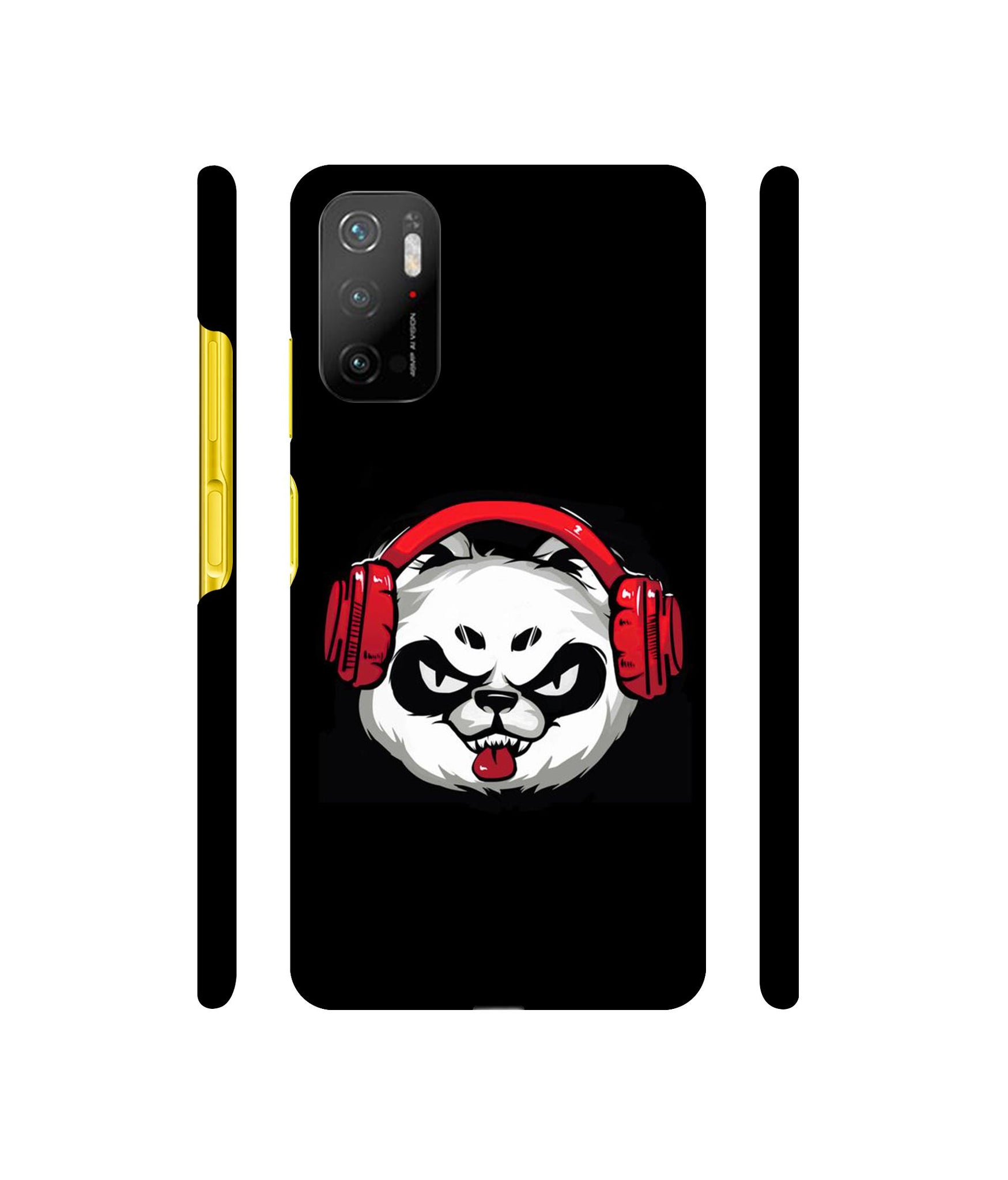 Panda With Headphone Designer Hard Back Cover for Mi Poco M3 Pro 4G / Mi Poco M3 Pro 5G / Redmi Note 10T 5G