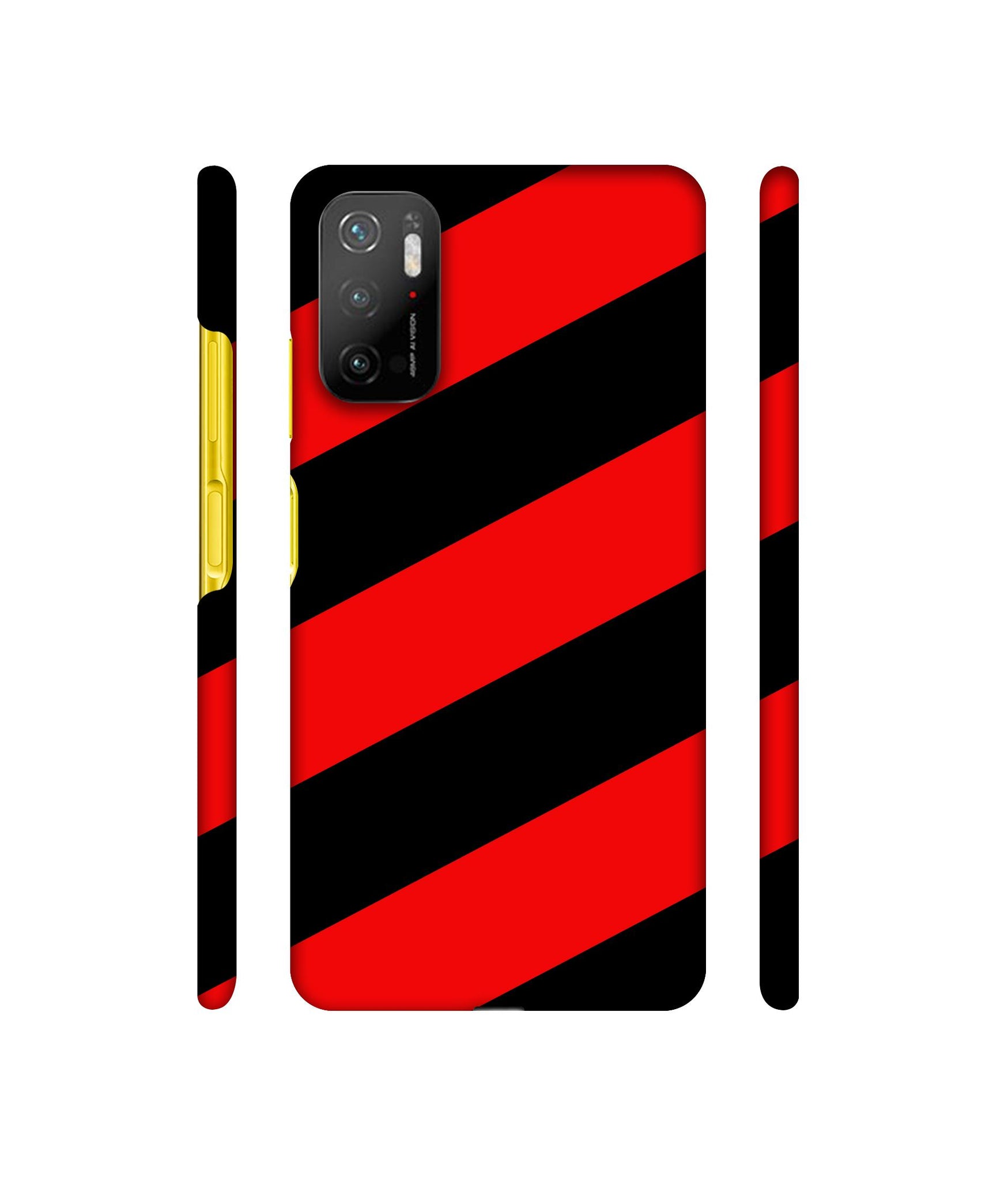 Red and Black Line Designer Hard Back Cover for Mi Poco M3 Pro 4G / Mi Poco M3 Pro 5G / Redmi Note 10T 5G