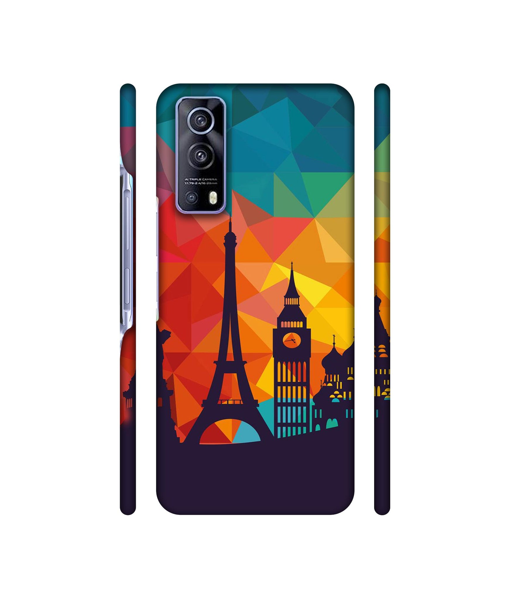 Colored Paris Designer Hard Back Cover for Vivo iQOO Z3