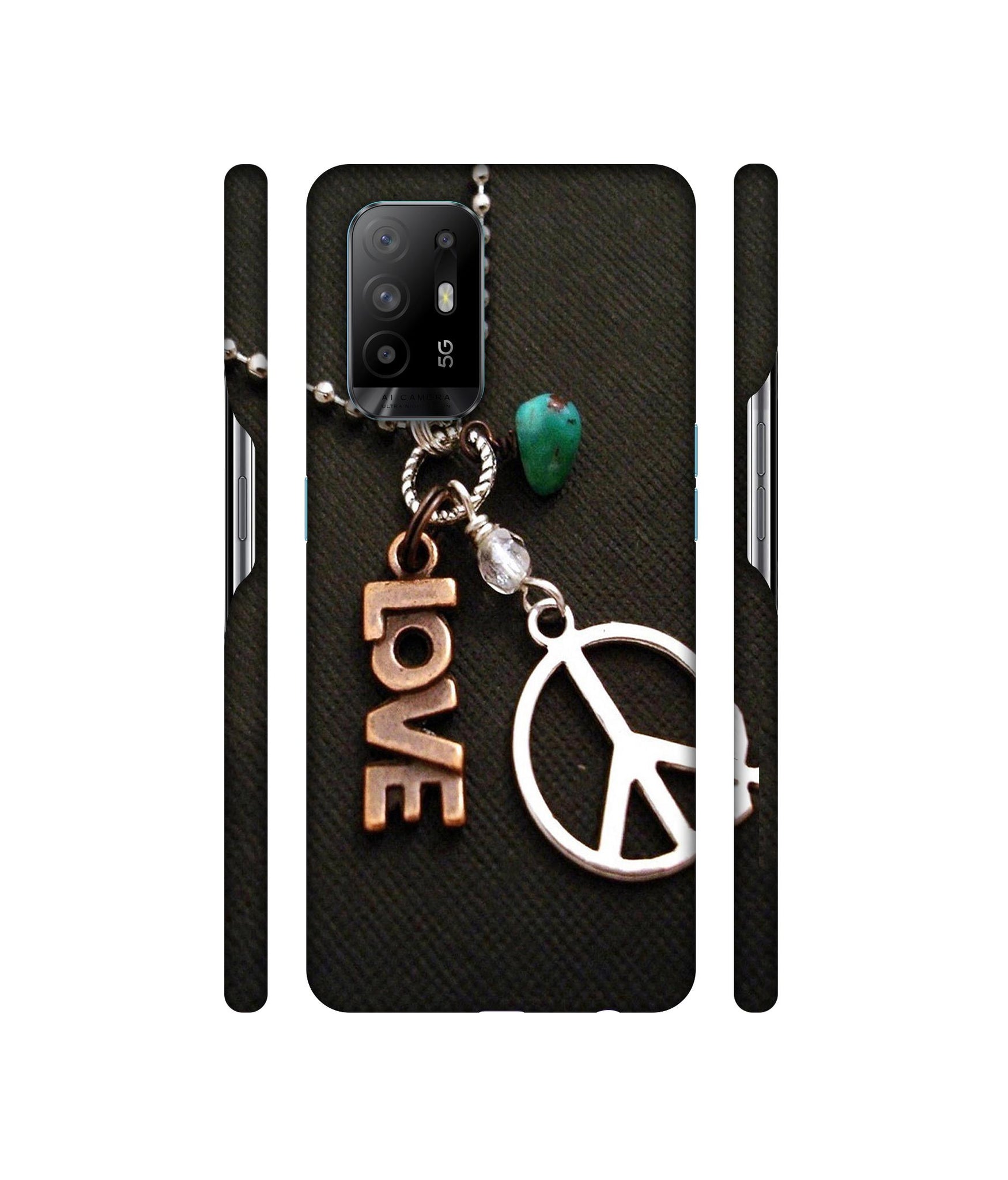 Love and Peace Designer Hard Back Cover for Oppo A94 5G