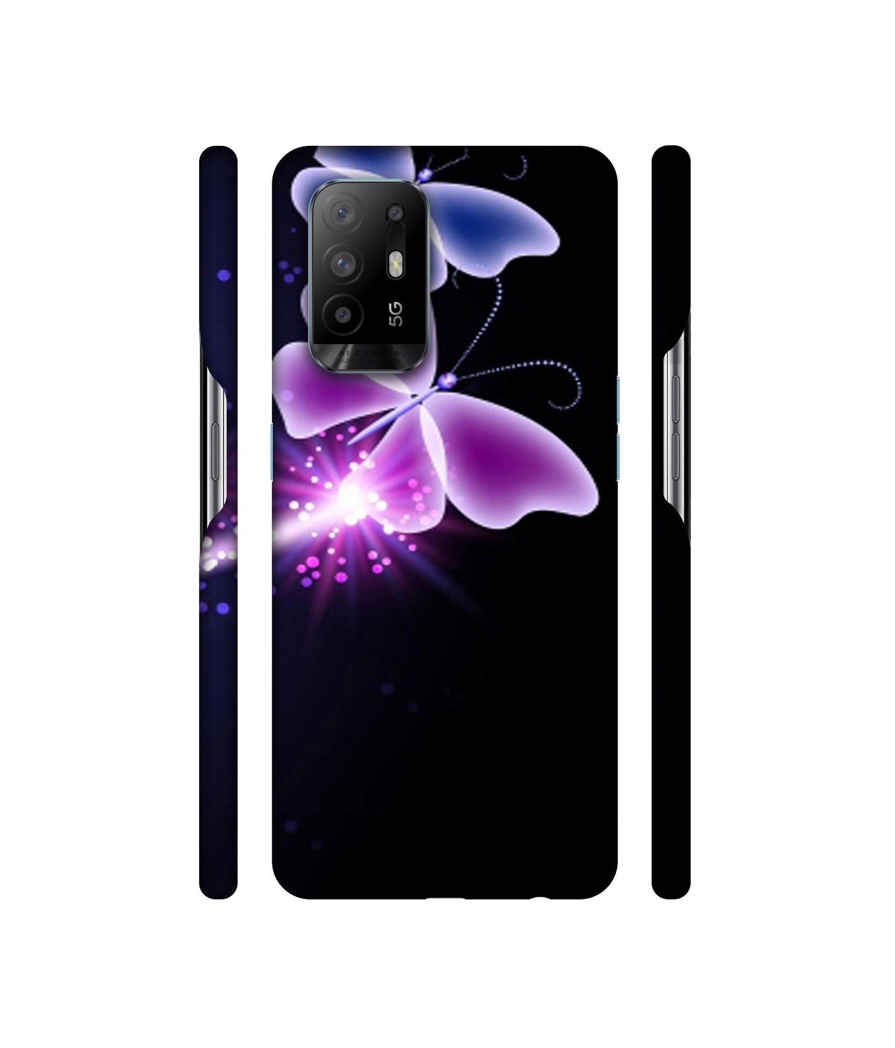 Neon Butterfly Light Abstract Shine Designer Hard Back Cover for Oppo A94 5G