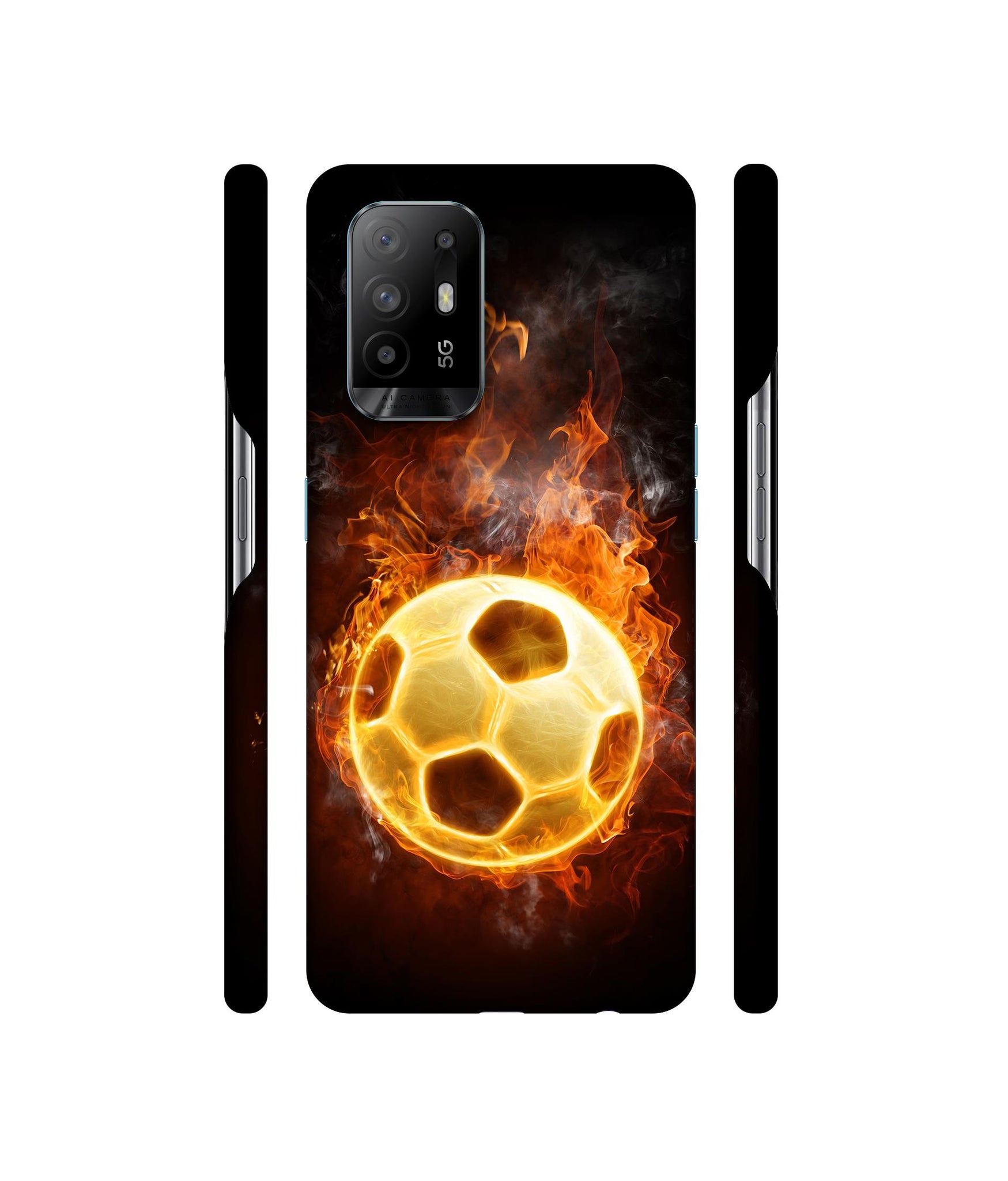 Football & Fire Designer Hard Back Cover for Oppo A94 5G