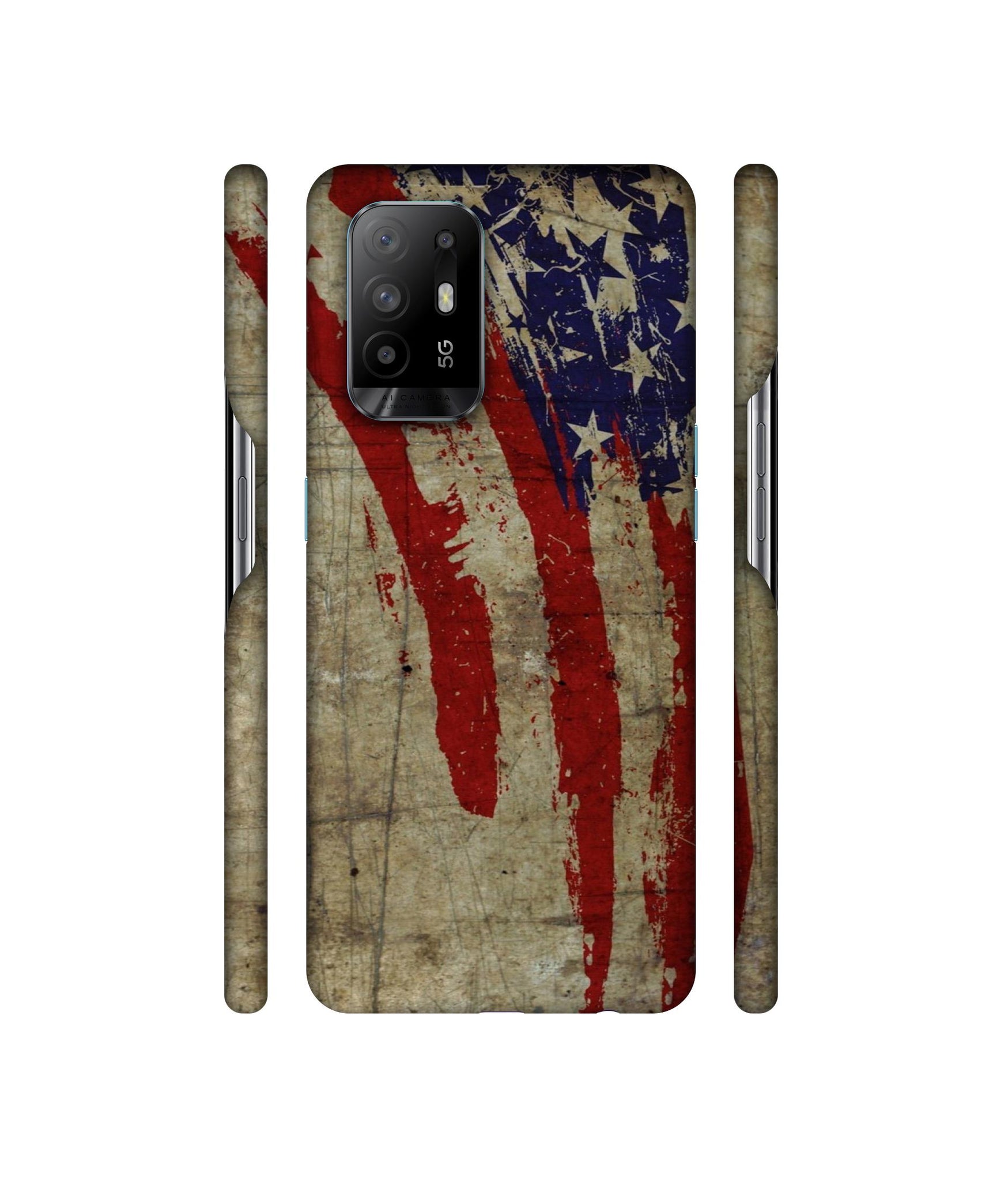 Vintage American Flag Designer Hard Back Cover for Oppo A94 5G
