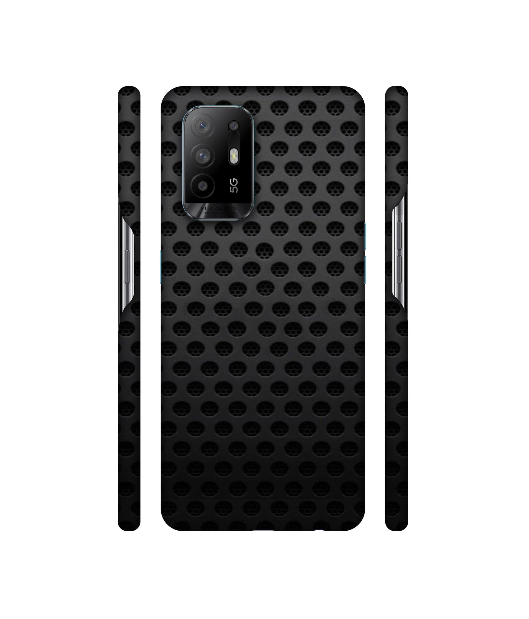 Black Circle Designer Hard Back Cover for Oppo A94 5G