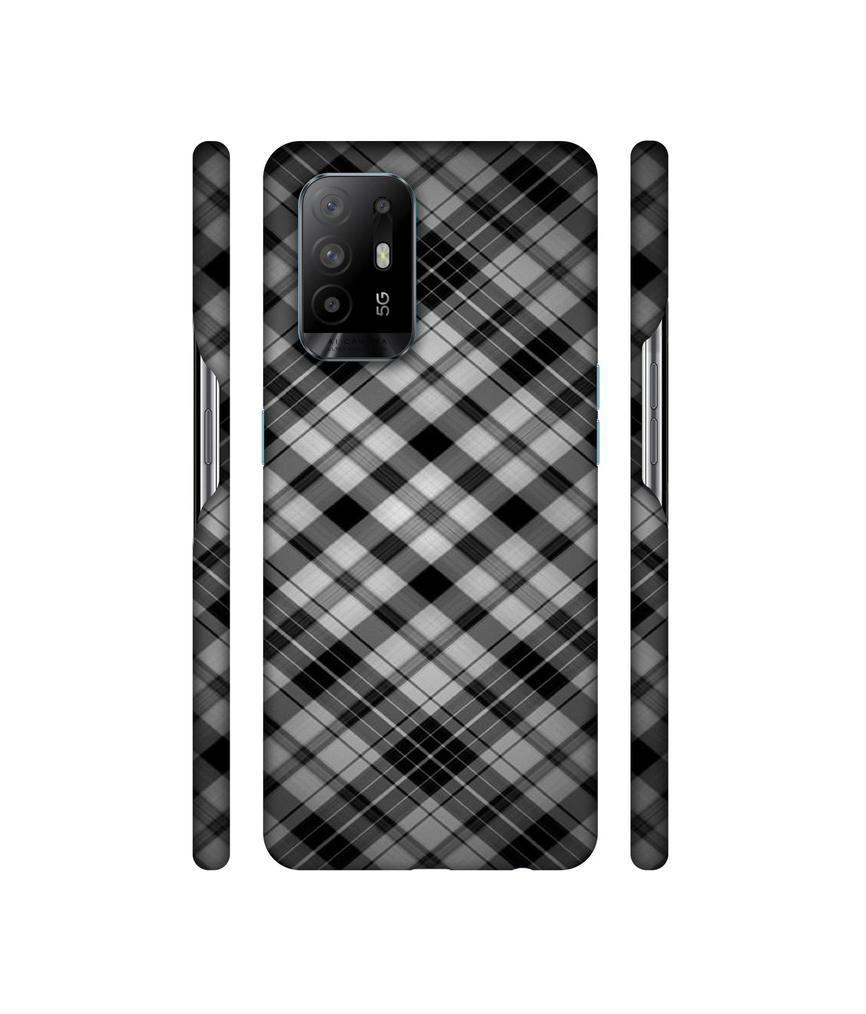 Black Stripes Pattern Designer Hard Back Cover for Oppo A94 5G
