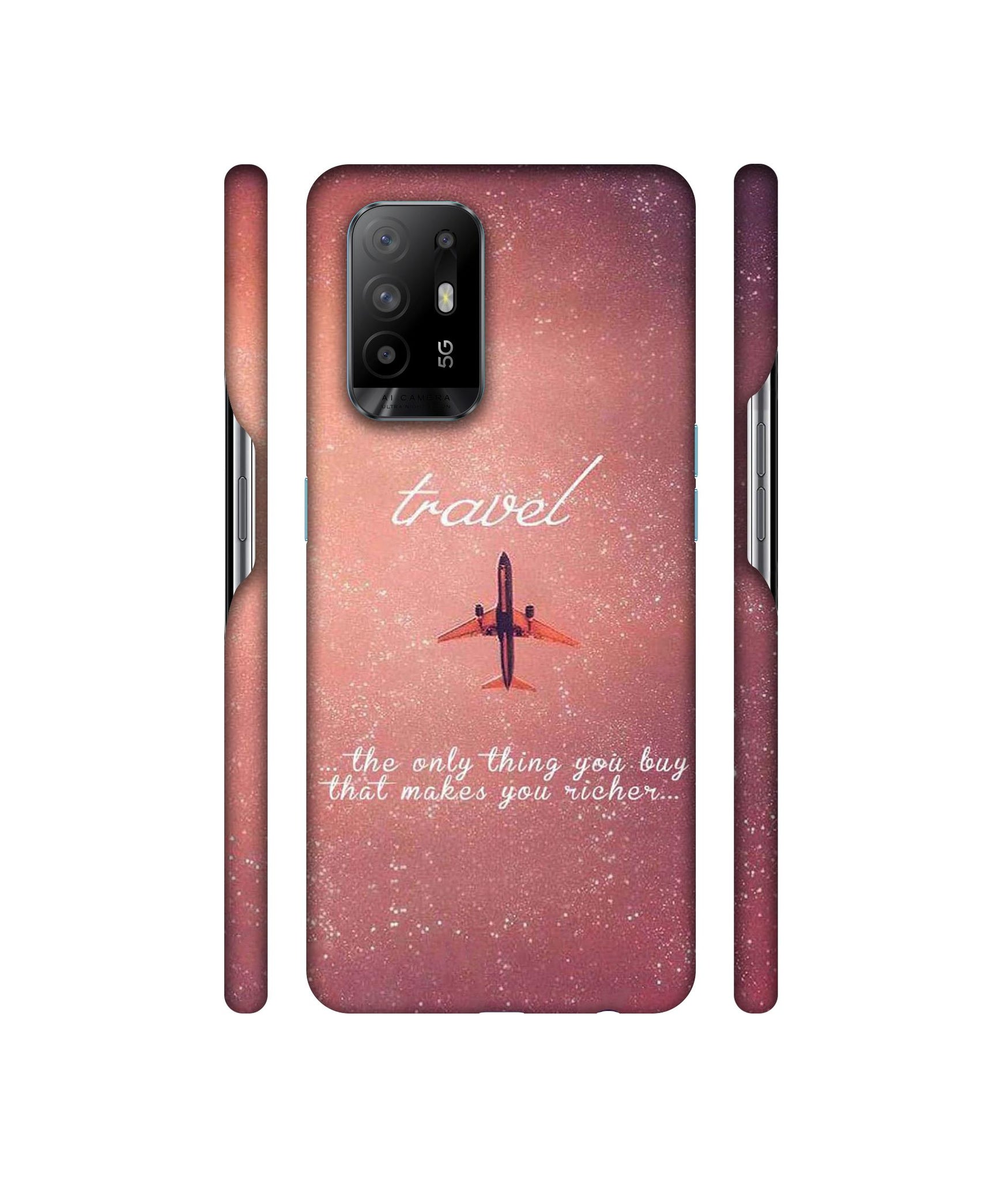 Travel with Plane Designer Hard Back Cover for Oppo A94 5G