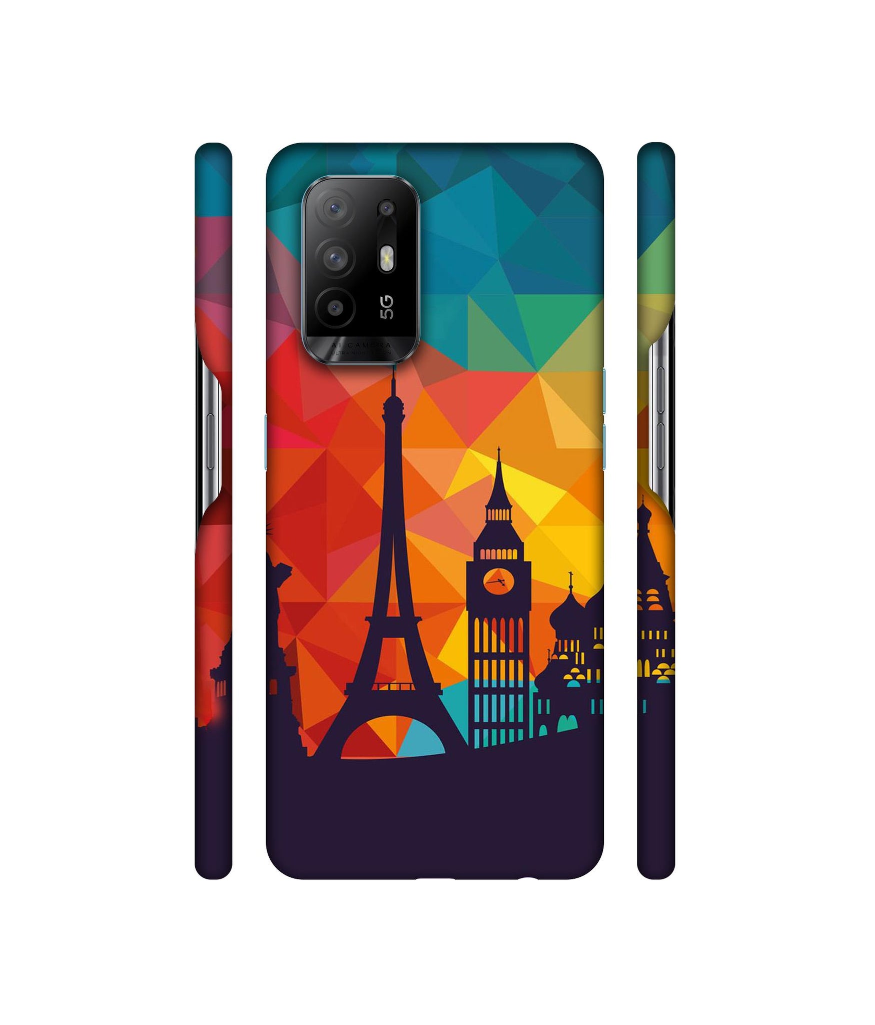 Colored Paris Designer Hard Back Cover for Oppo A94 5G