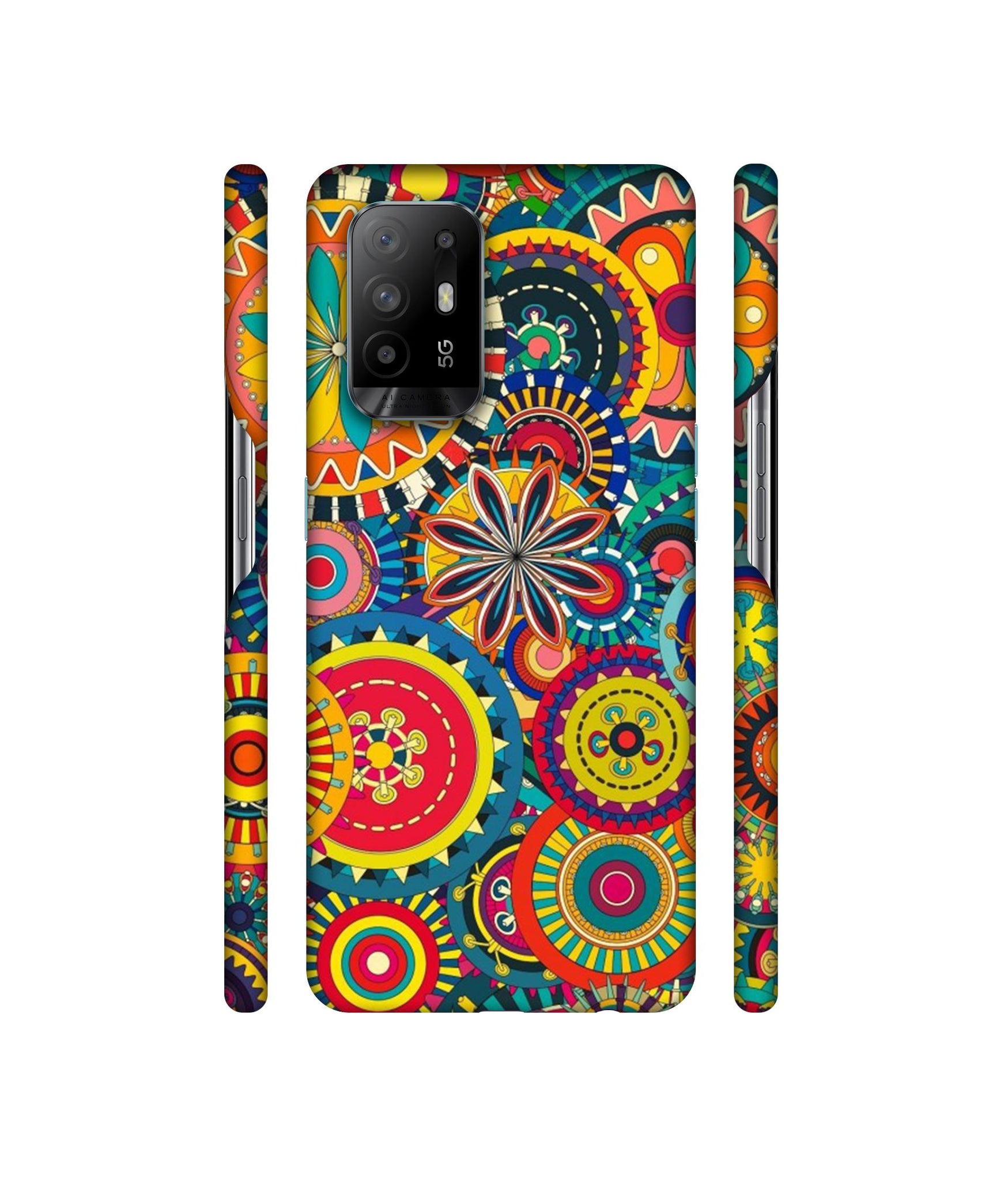 Ring Pattern Print Designer Hard Back Cover for Oppo A94 5G