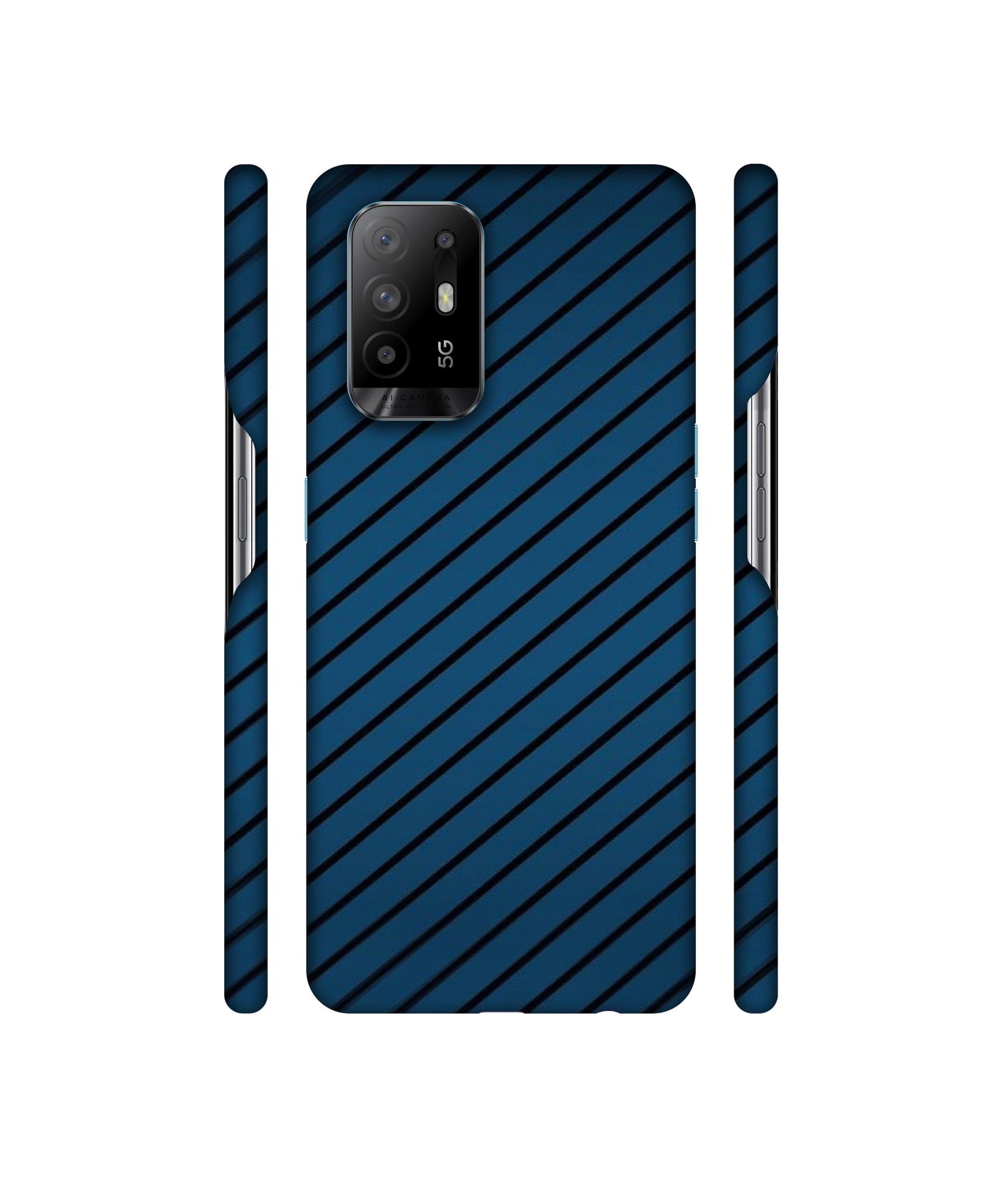 Blue Stripes Designer Hard Back Cover for Oppo A94 5G