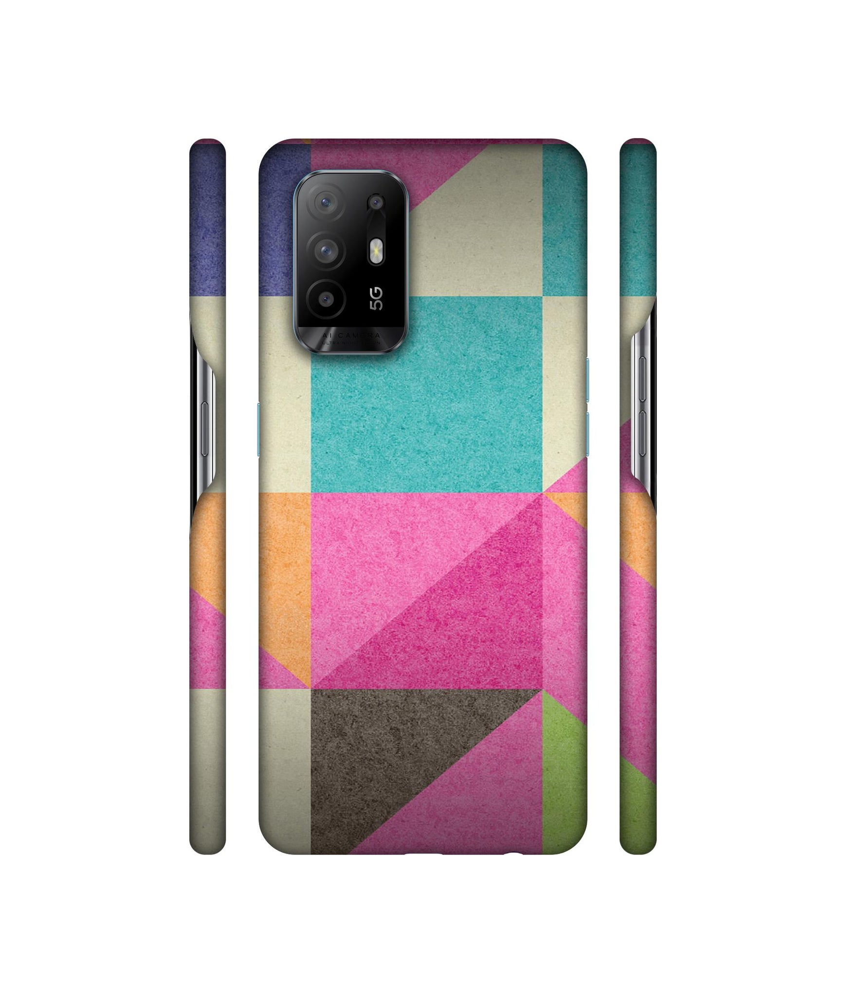 Pink Cyan Designer Hard Back Cover for Oppo A94 5G