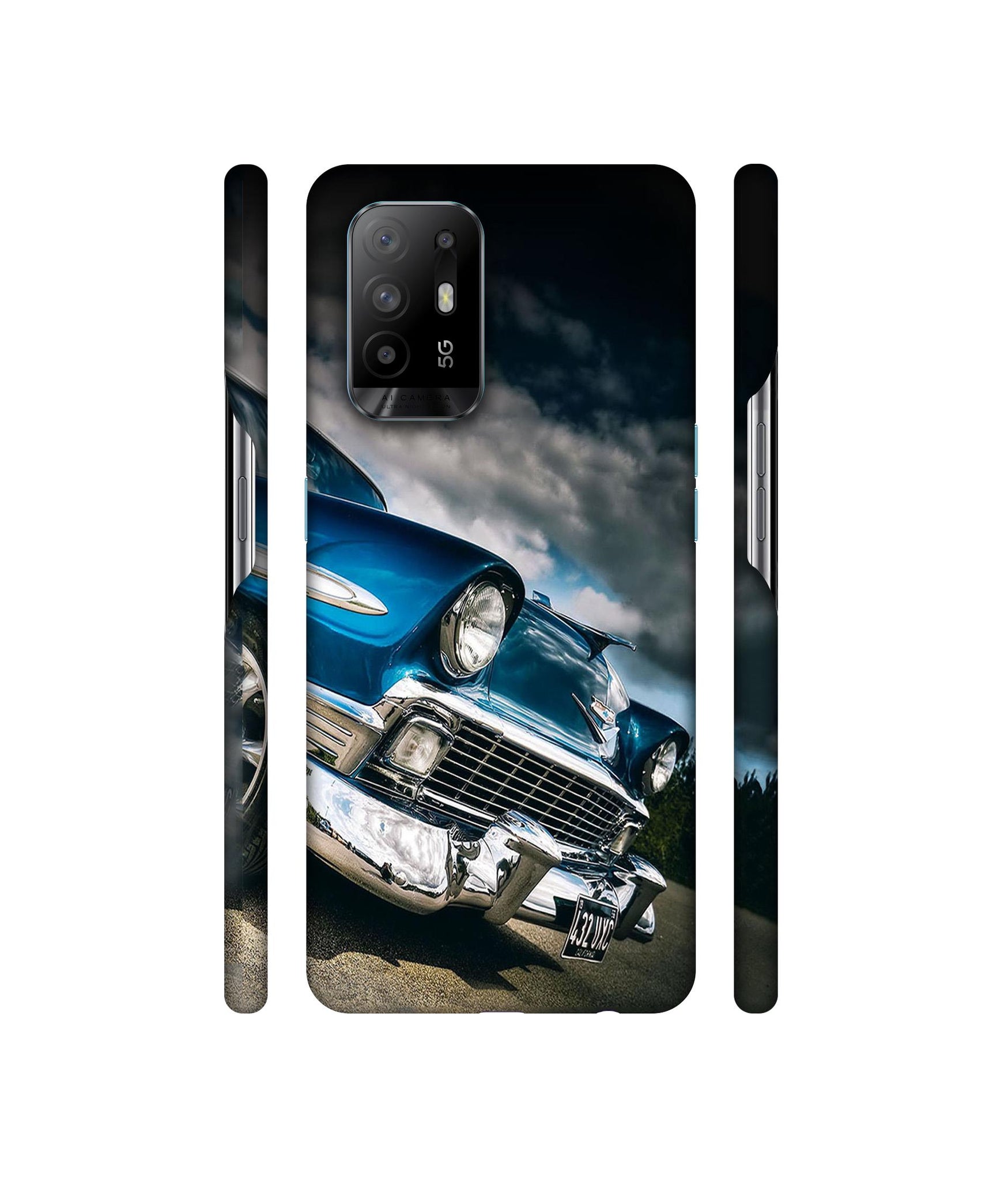 Vintage Car Pattern Designer Hard Back Cover for Oppo A94 5G
