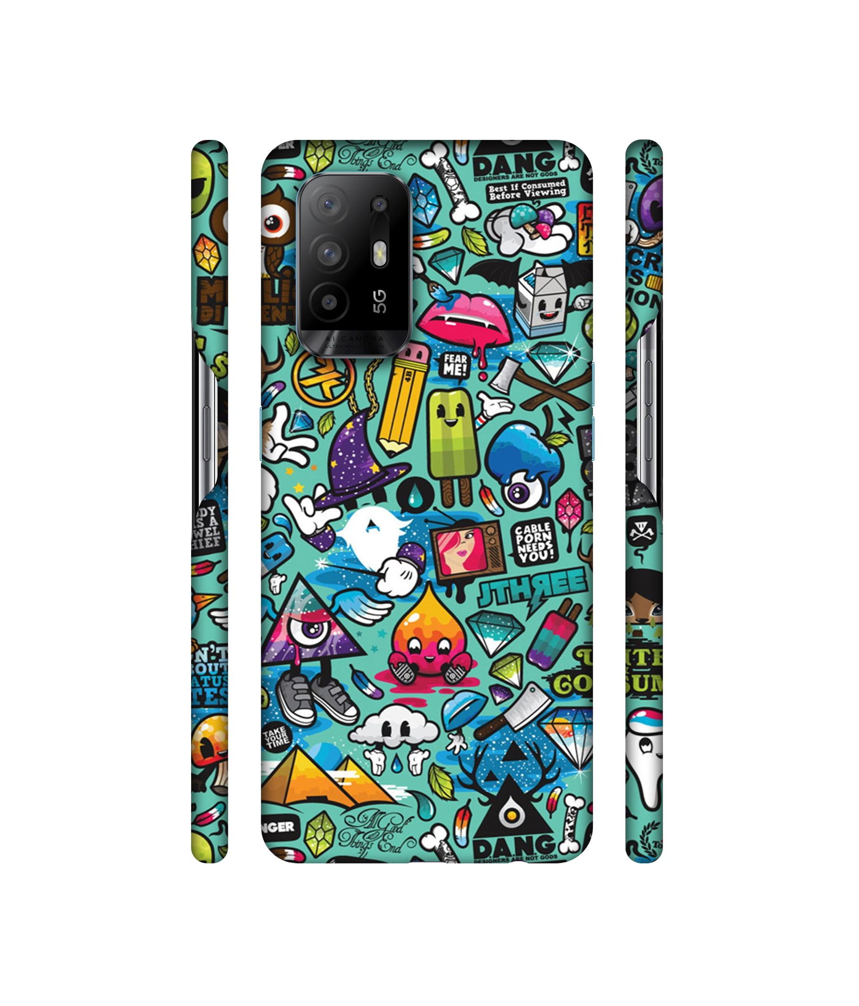 Crazy Designer Hard Back Cover for Oppo A94 5G
