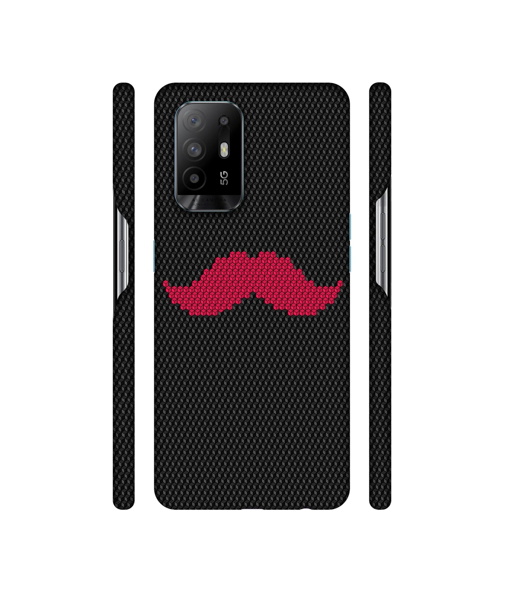 Pink Mustache Pattern Designer Hard Back Cover for Oppo A94 5G