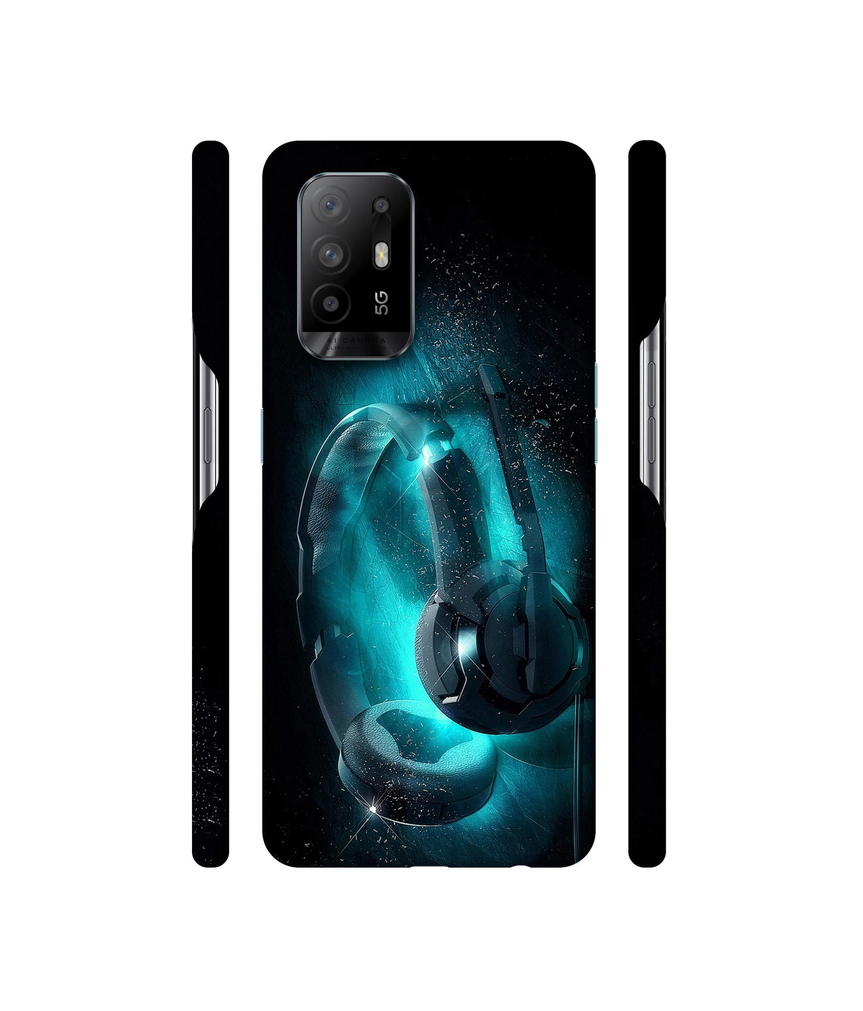 Cool Headphone Designer Hard Back Cover for Oppo A94 5G