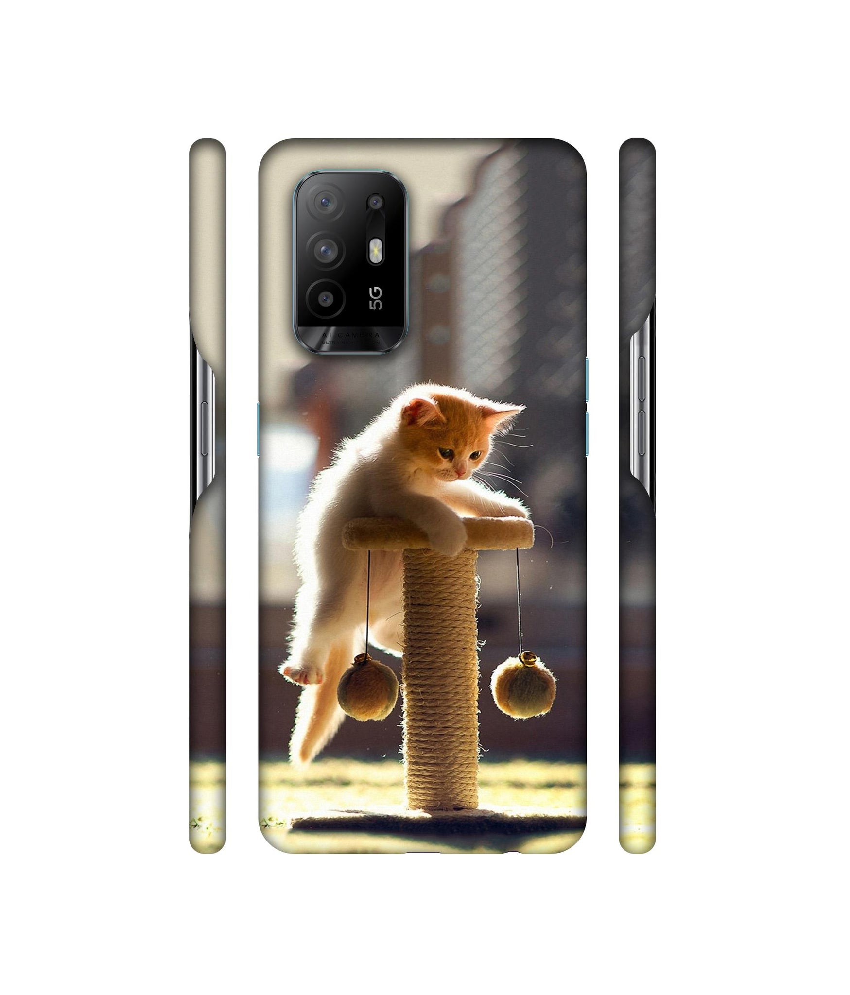 Cat Climbing Designer Hard Back Cover for Oppo A94 5G