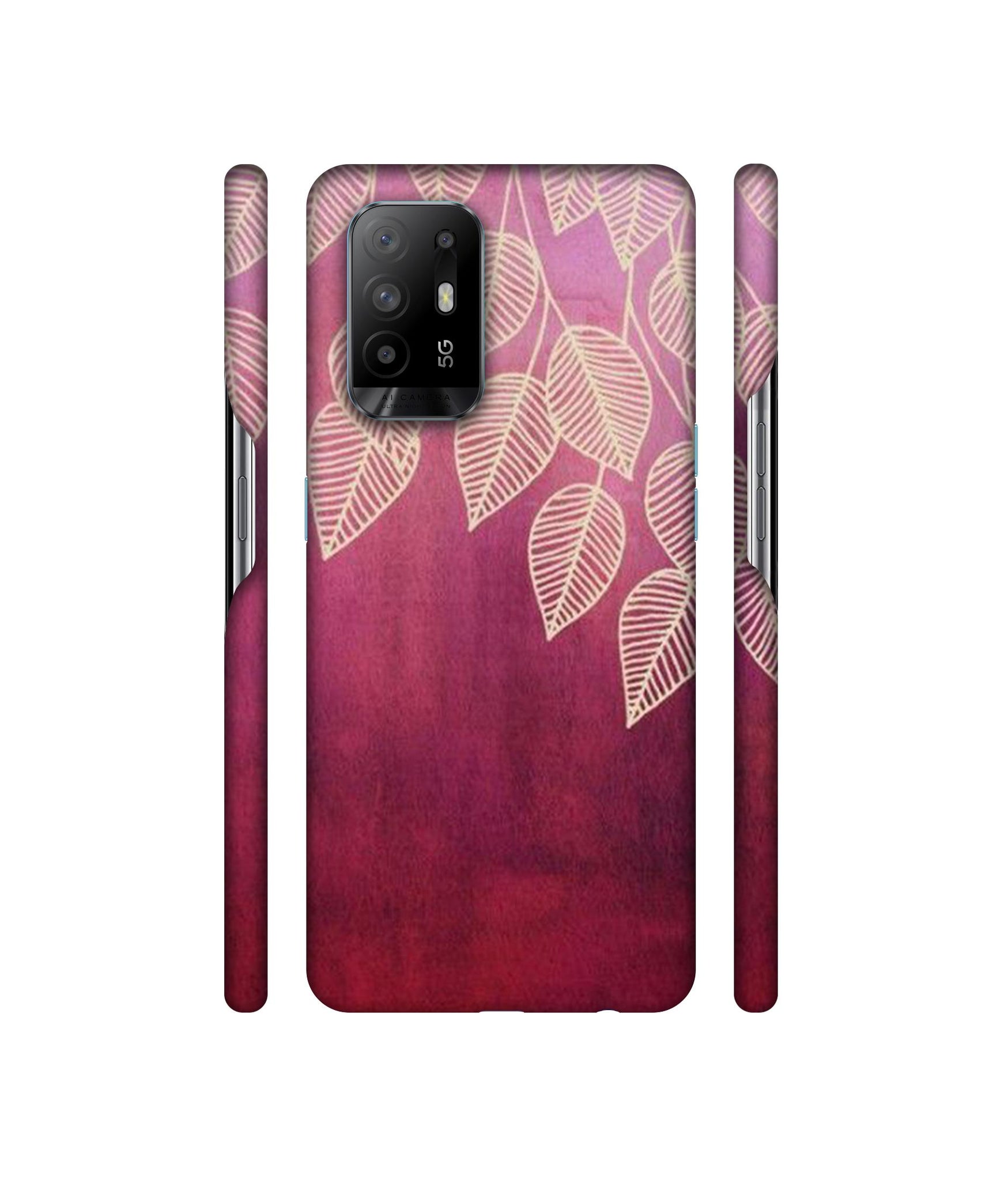 Leaf Pattern Designer Hard Back Cover for Oppo A94 5G