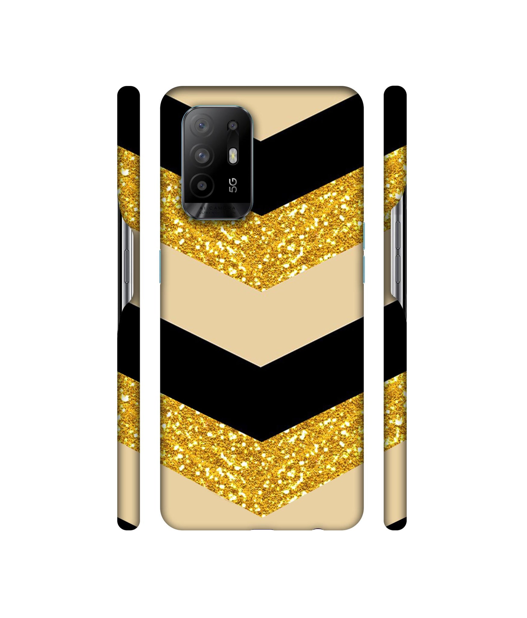 Black & Gold Designer Hard Back Cover for Oppo A94 5G