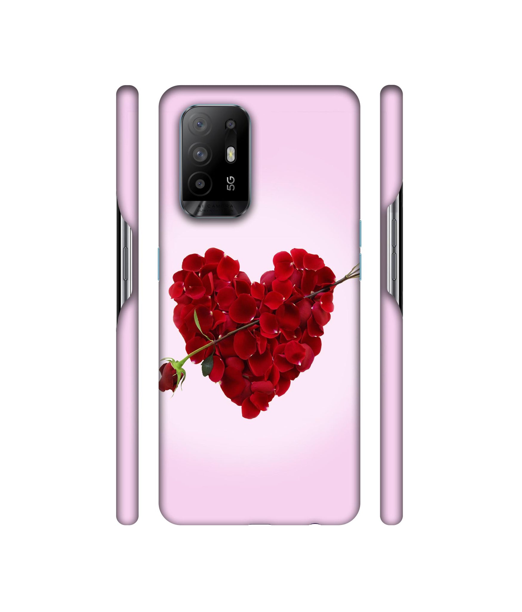 Heart Flower Designer Hard Back Cover for Oppo A94 5G