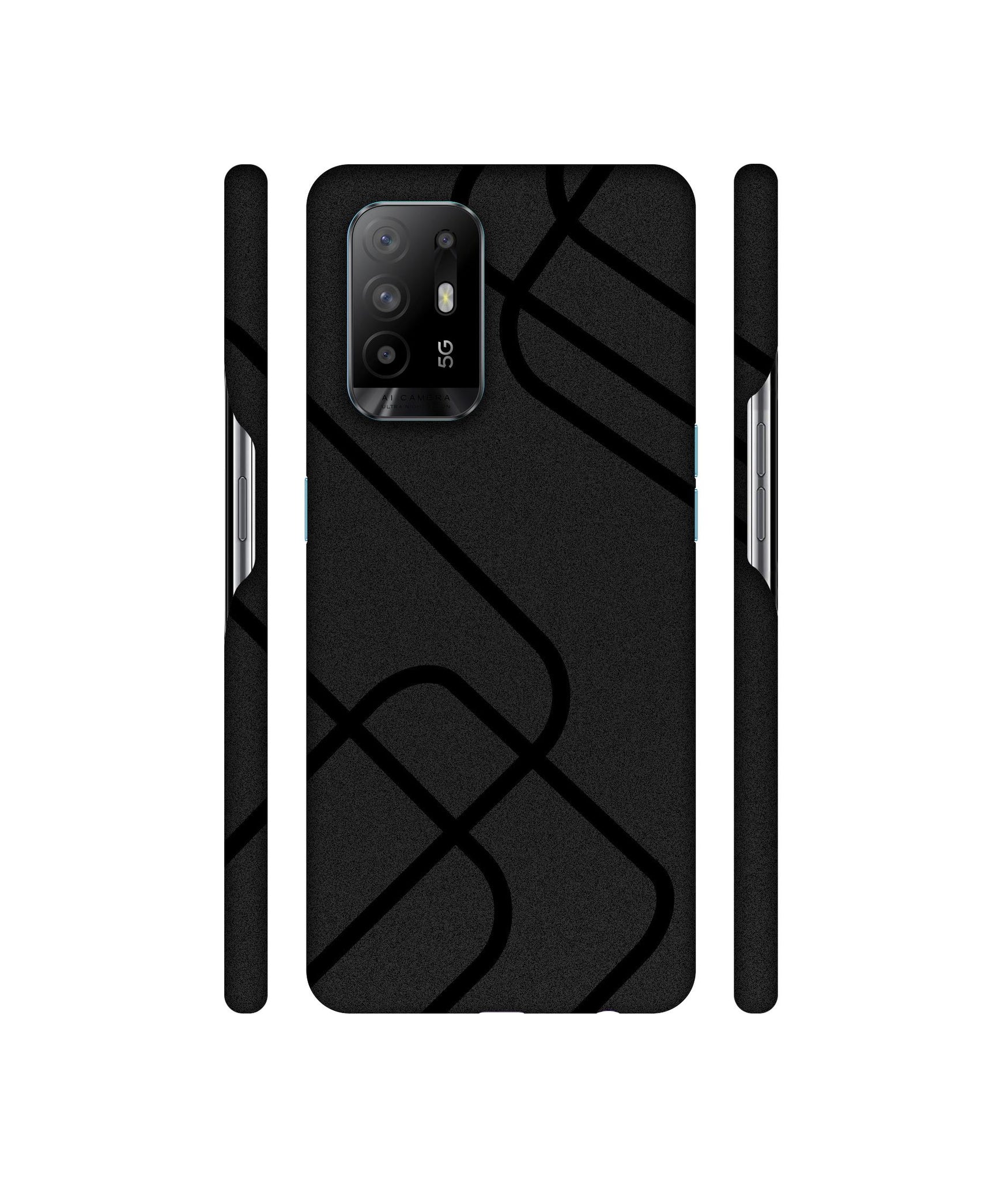 Zig-Zag Black Line Designer Hard Back Cover for Oppo A94 5G
