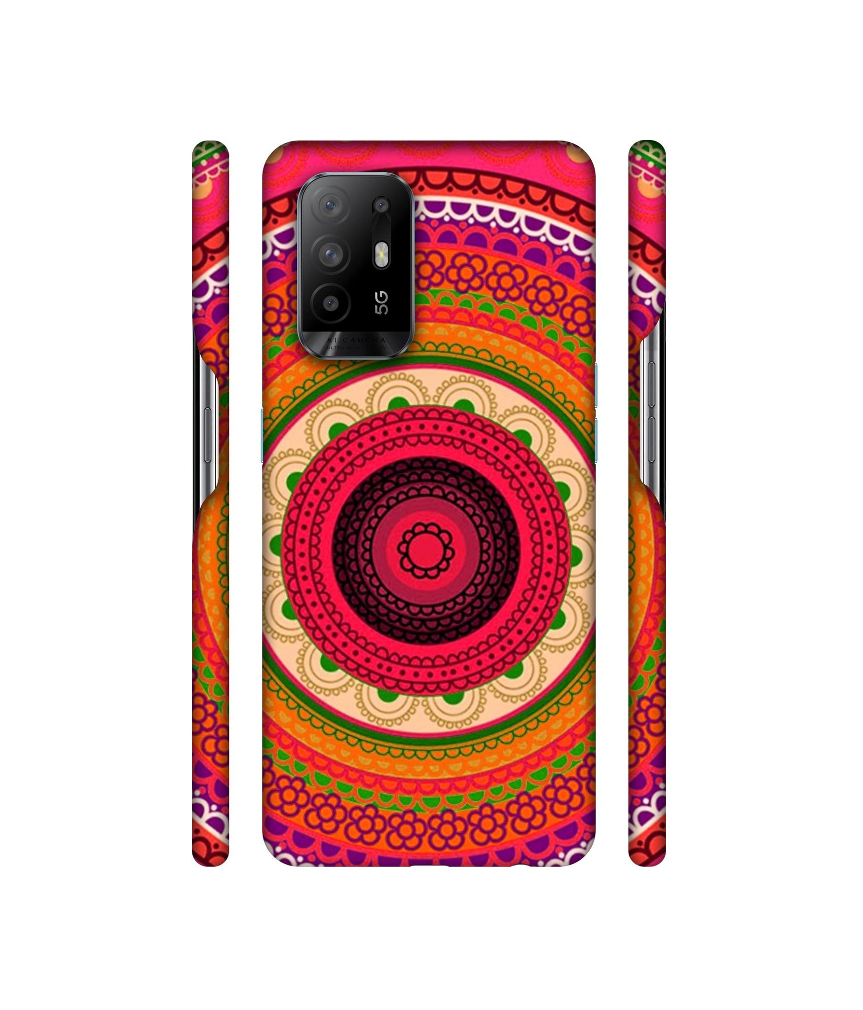 Round Rangoli Designer Hard Back Cover for Oppo A94 5G