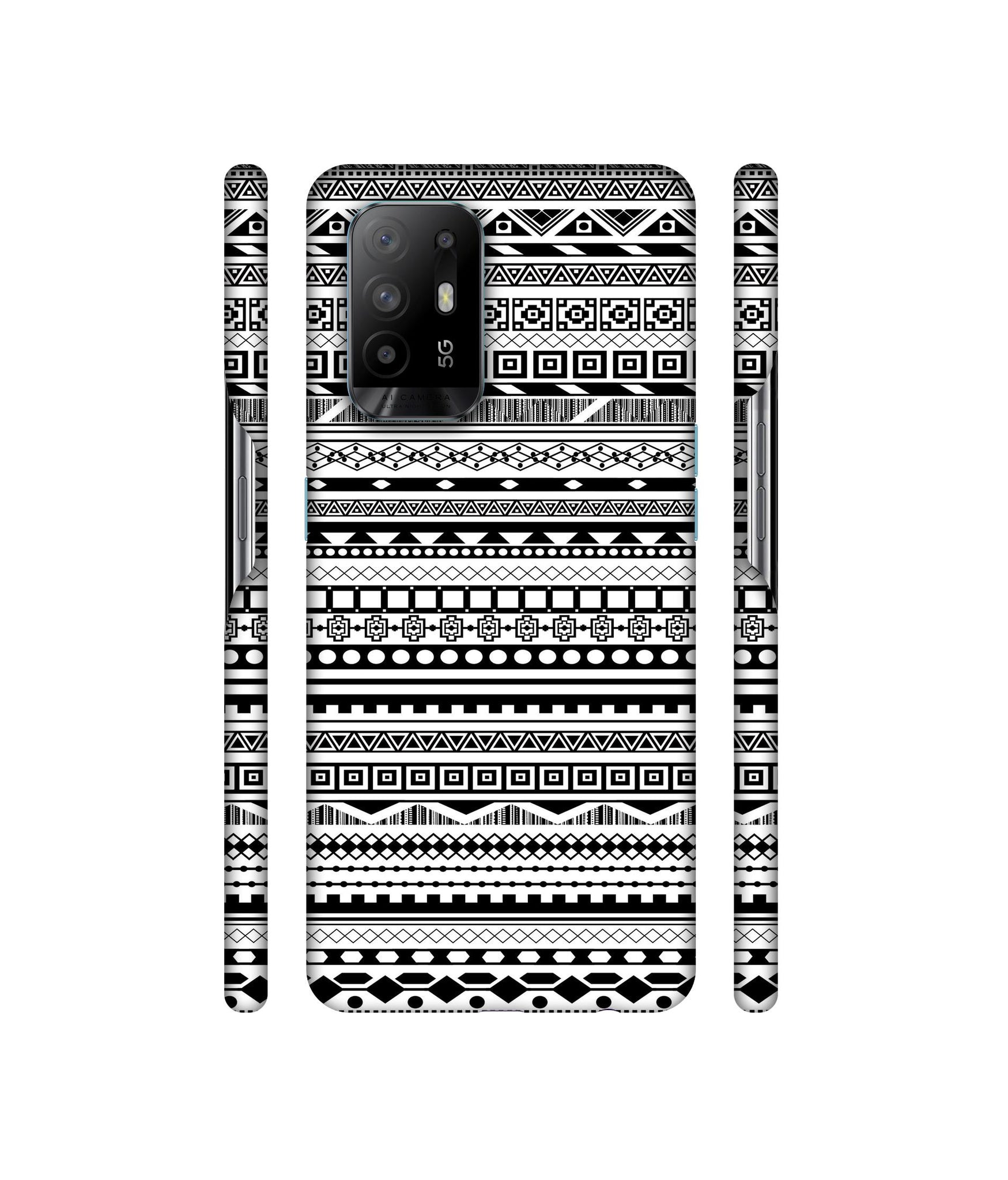 Black & White Patterns Designer Hard Back Cover for Oppo A94 5G