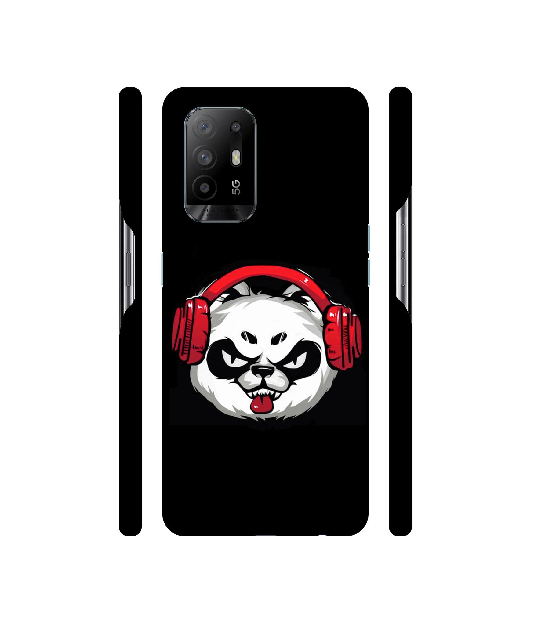 Panda With Headphone Designer Hard Back Cover for Oppo A94 5G