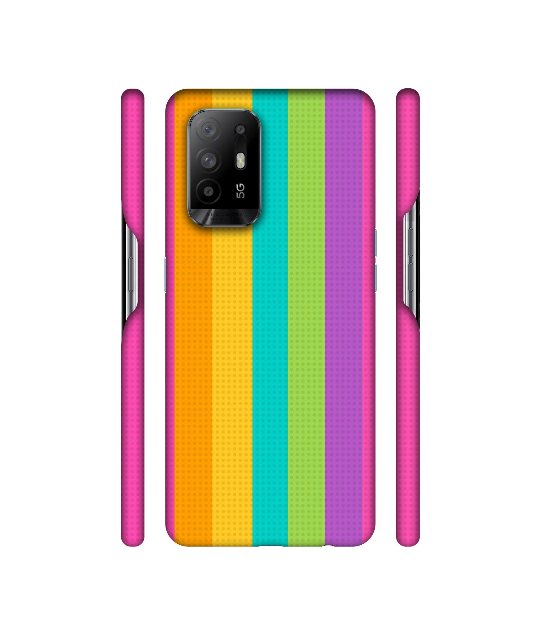 Random Colour Line Designer Hard Back Cover for Oppo A94 5G