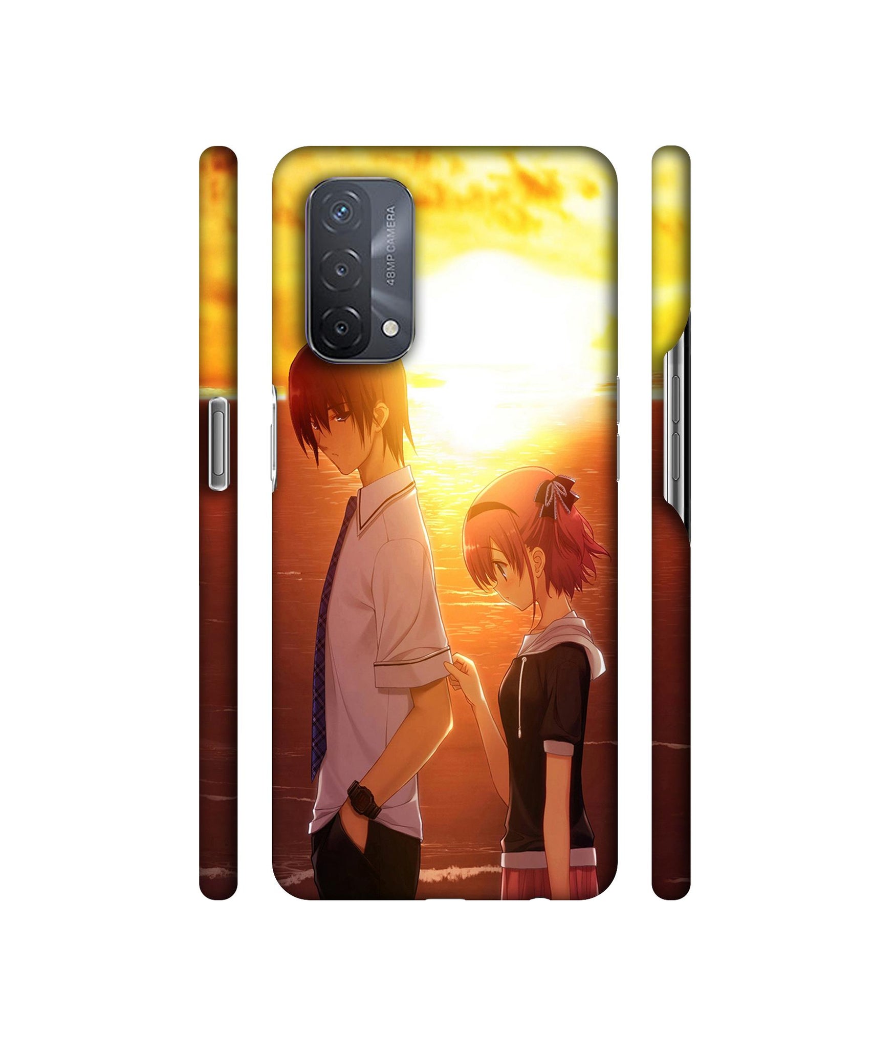 Girl Boy Sunset Sea Designer Hard Back Cover for Oppo A93 5G