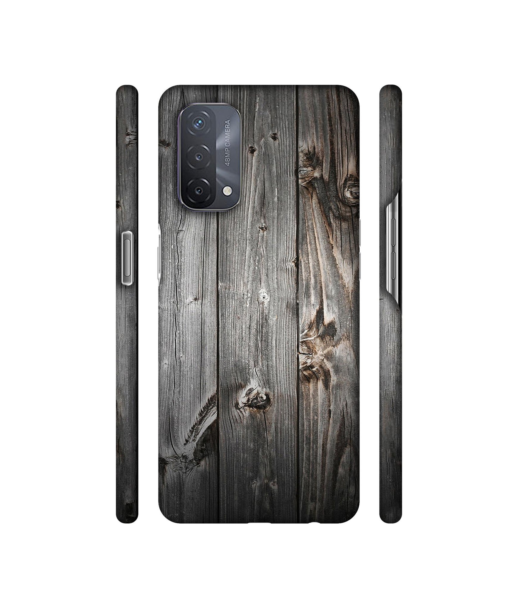 Grey Wooden Texture Designer Hard Back Cover for Oppo A93 5G