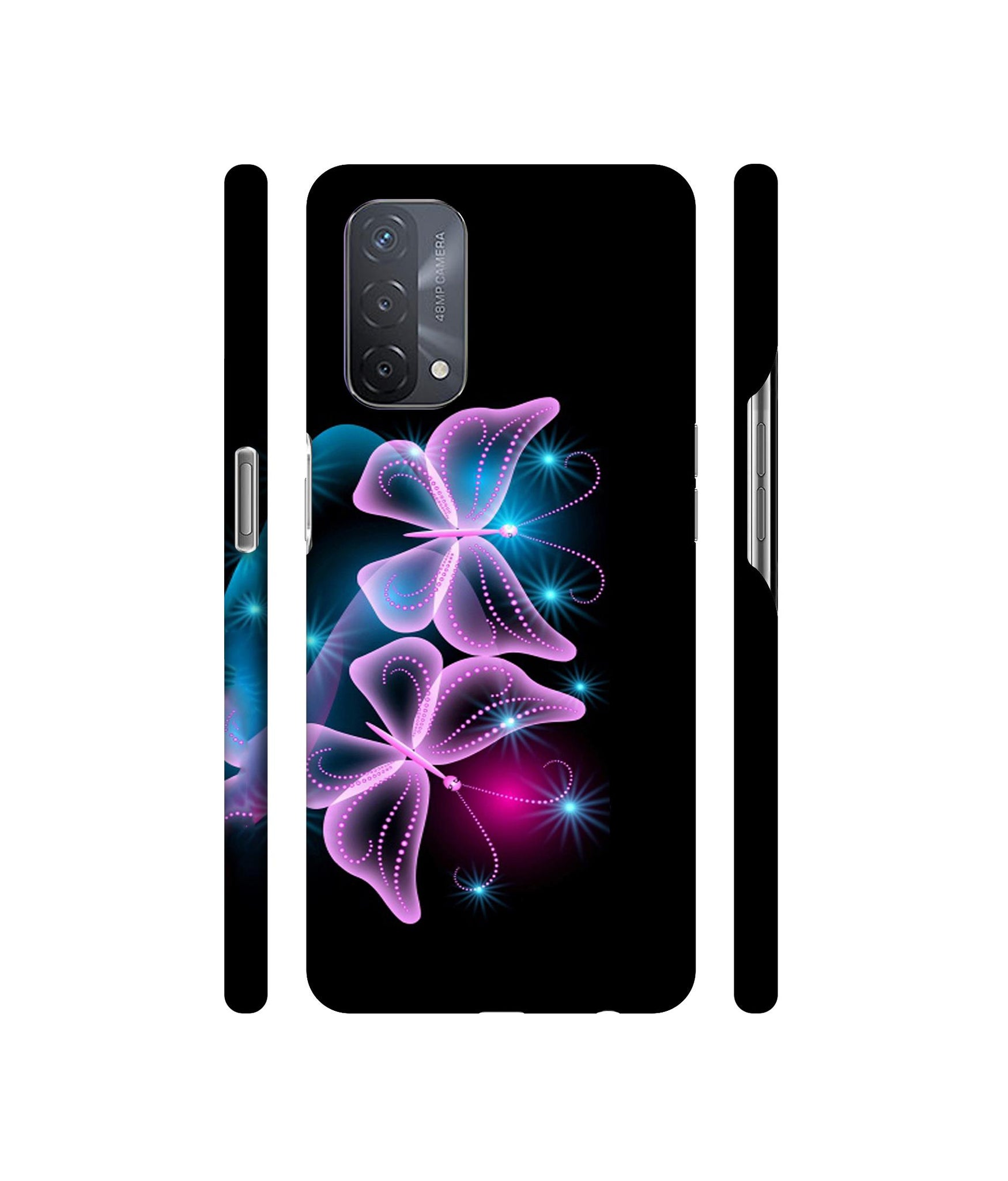 Butterflies Neon Light Designer Hard Back Cover for Oppo A93 5G