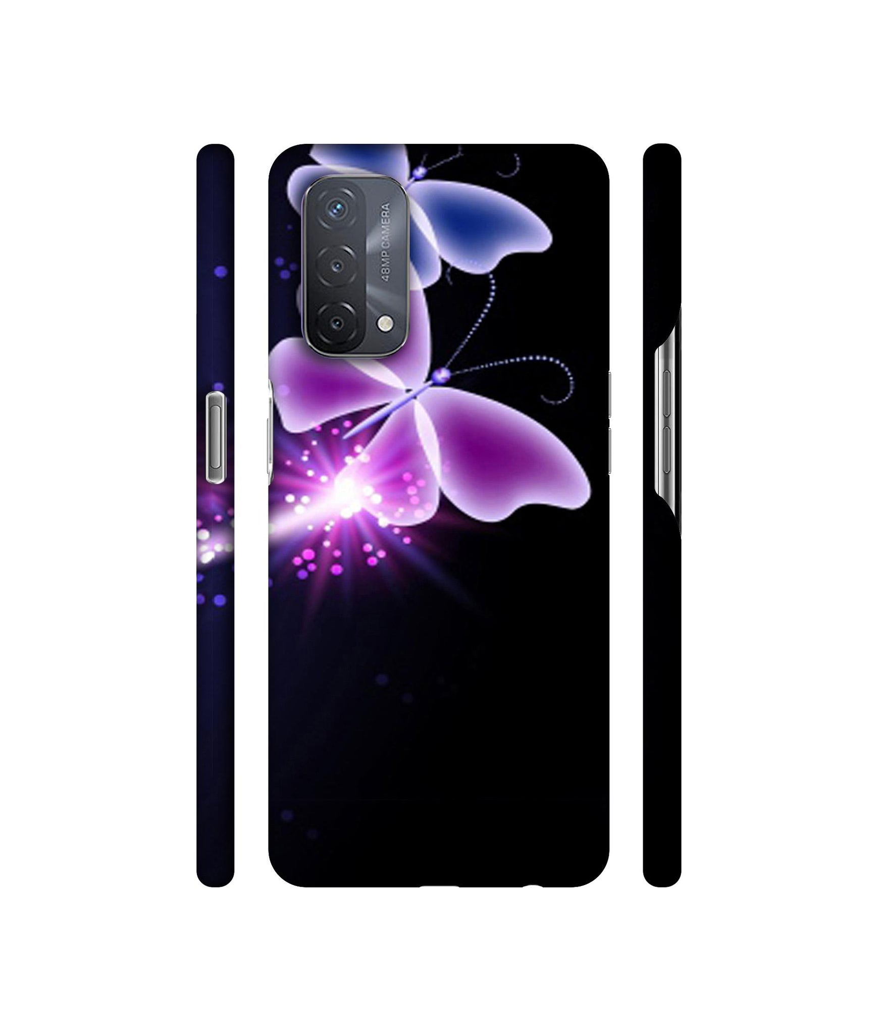 Neon Butterfly Light Abstract Shine Designer Hard Back Cover for Oppo A93 5G