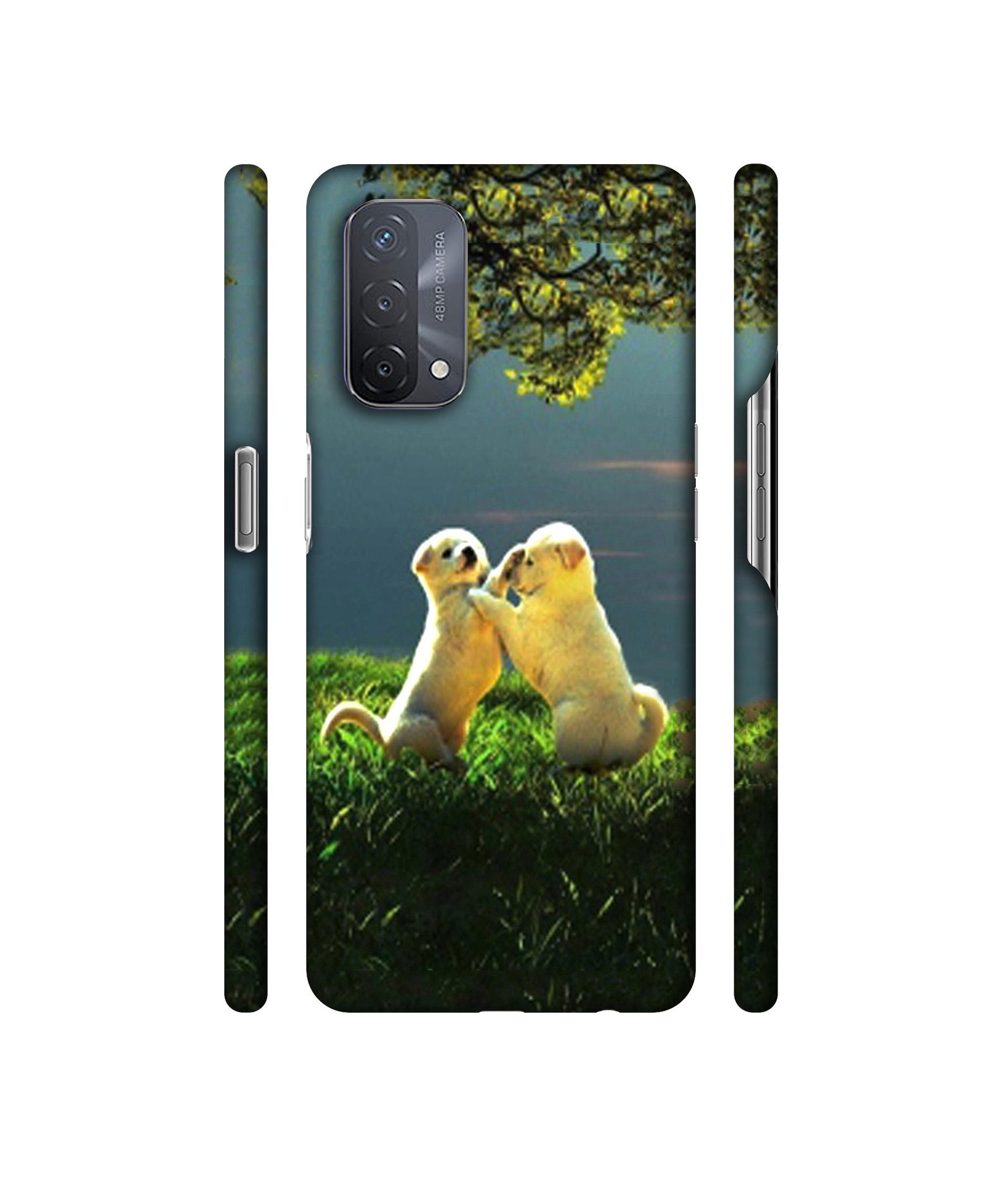Puppy Couple Play Kids Nature Designer Hard Back Cover for Oppo A93 5G