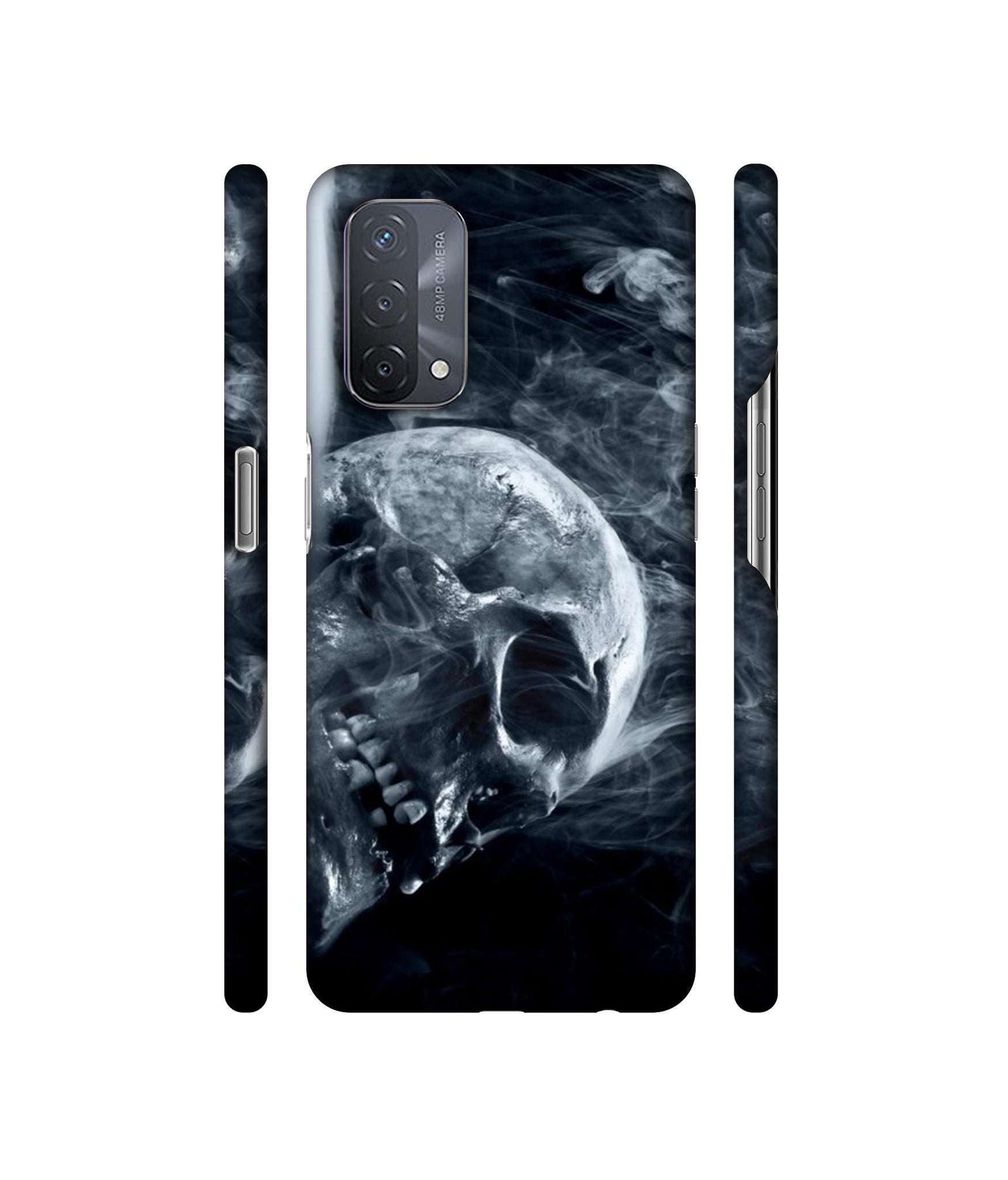 Skull Smoke Blue Scary Death Designer Hard Back Cover for Oppo A93 5G
