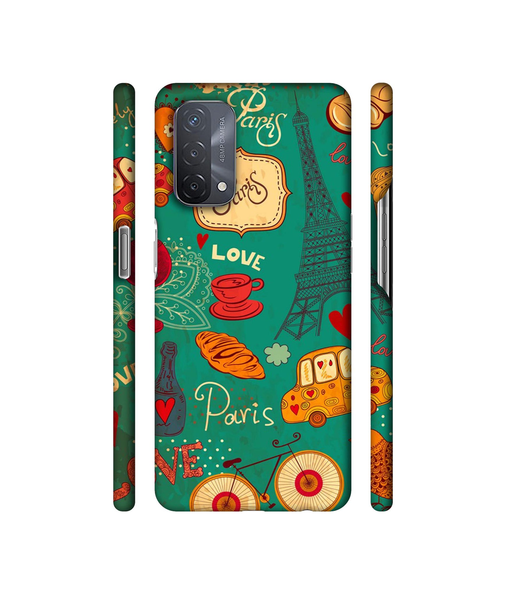 Paris Love Print Designer Hard Back Cover for Oppo A93 5G