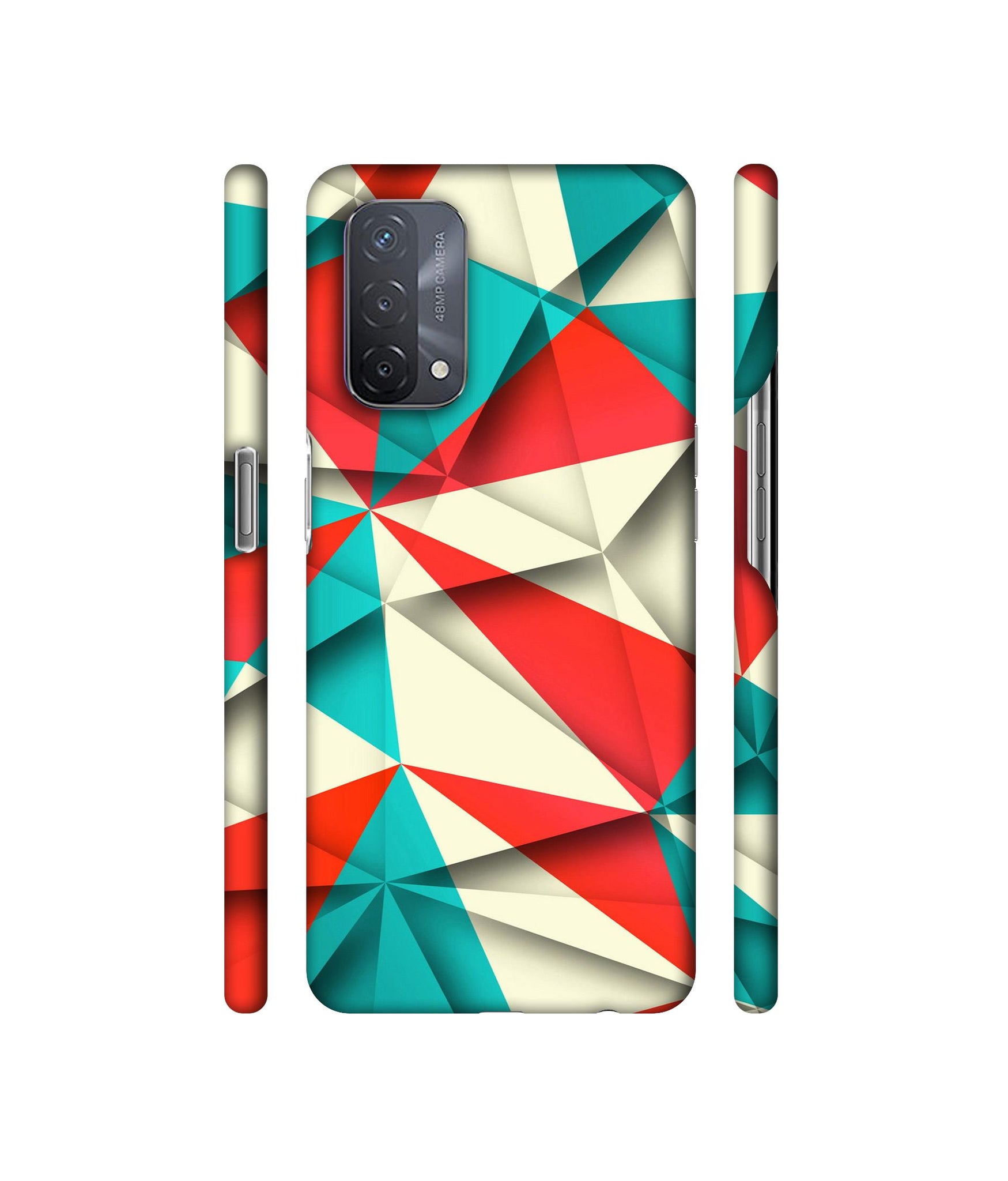 Red Blue White Pattern Designer Hard Back Cover for Oppo A93 5G