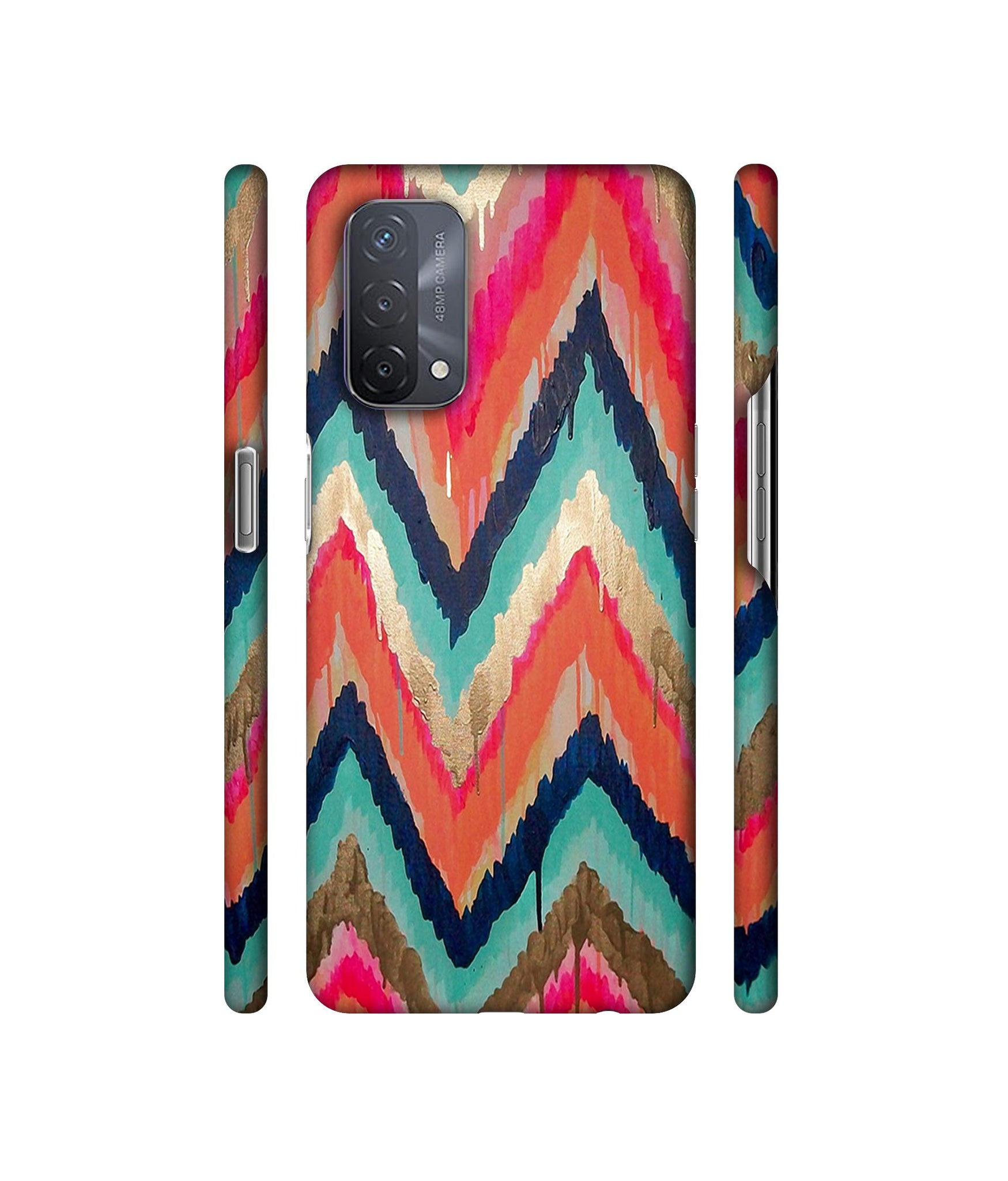 Colorful Zig-Zag Lines Art Designer Hard Back Cover for Oppo A93 5G
