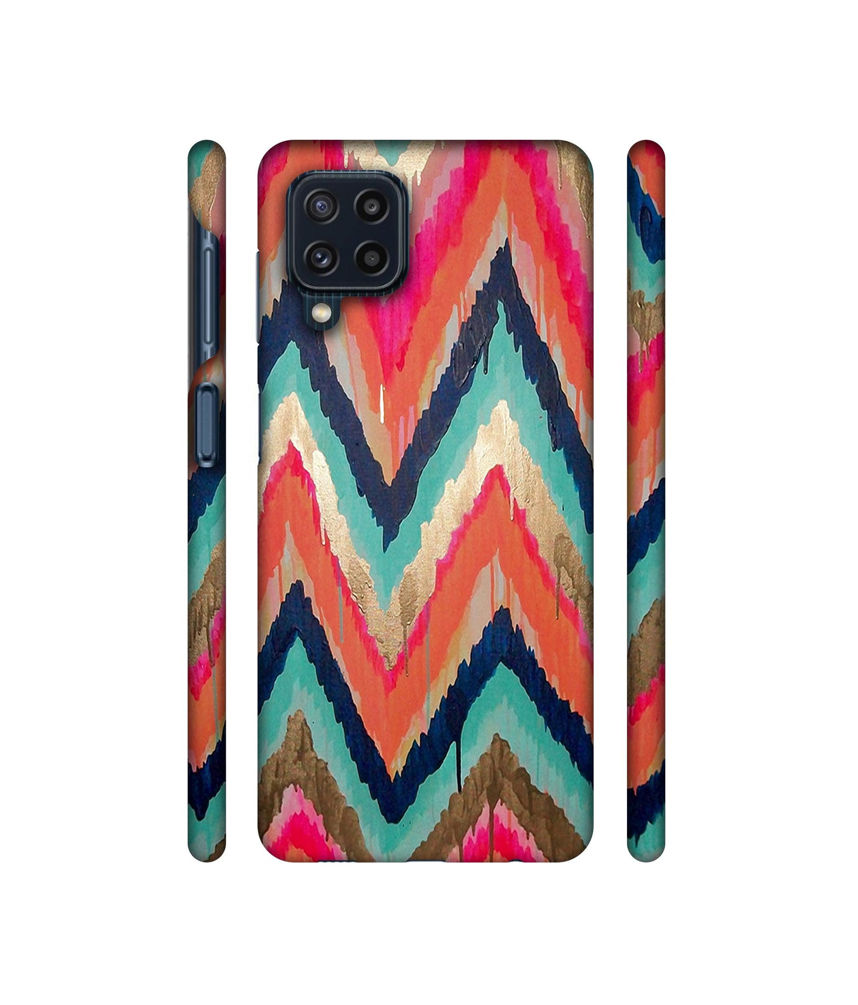 Colorful Zig-Zag Lines Art Designer Hard Back Cover for Samsung Galaxy M32 4G