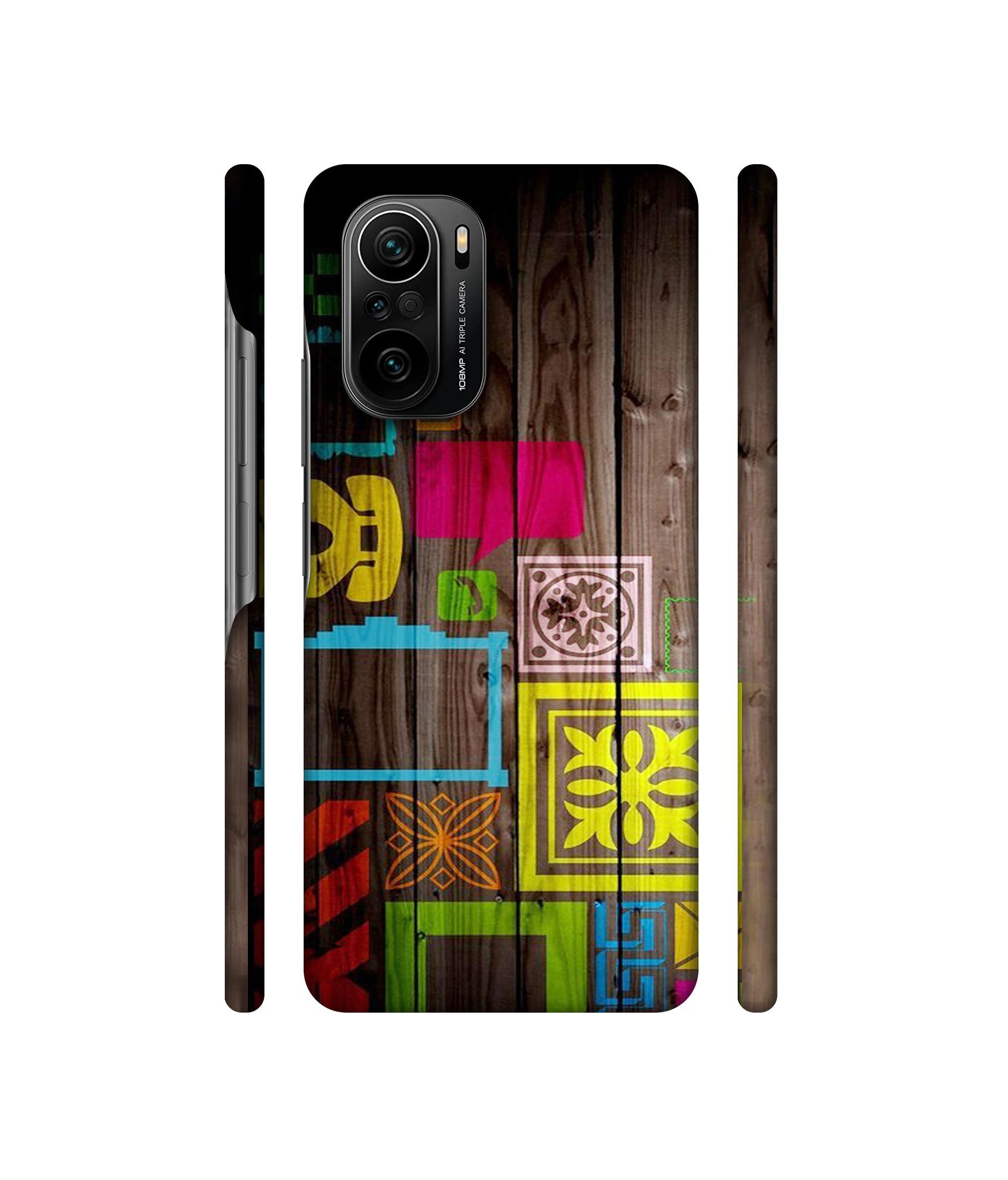 Stamps on Wooden Texture Designer Hard Back Cover for Mi 11X / Mi 11X Pro / Mi Poco F3