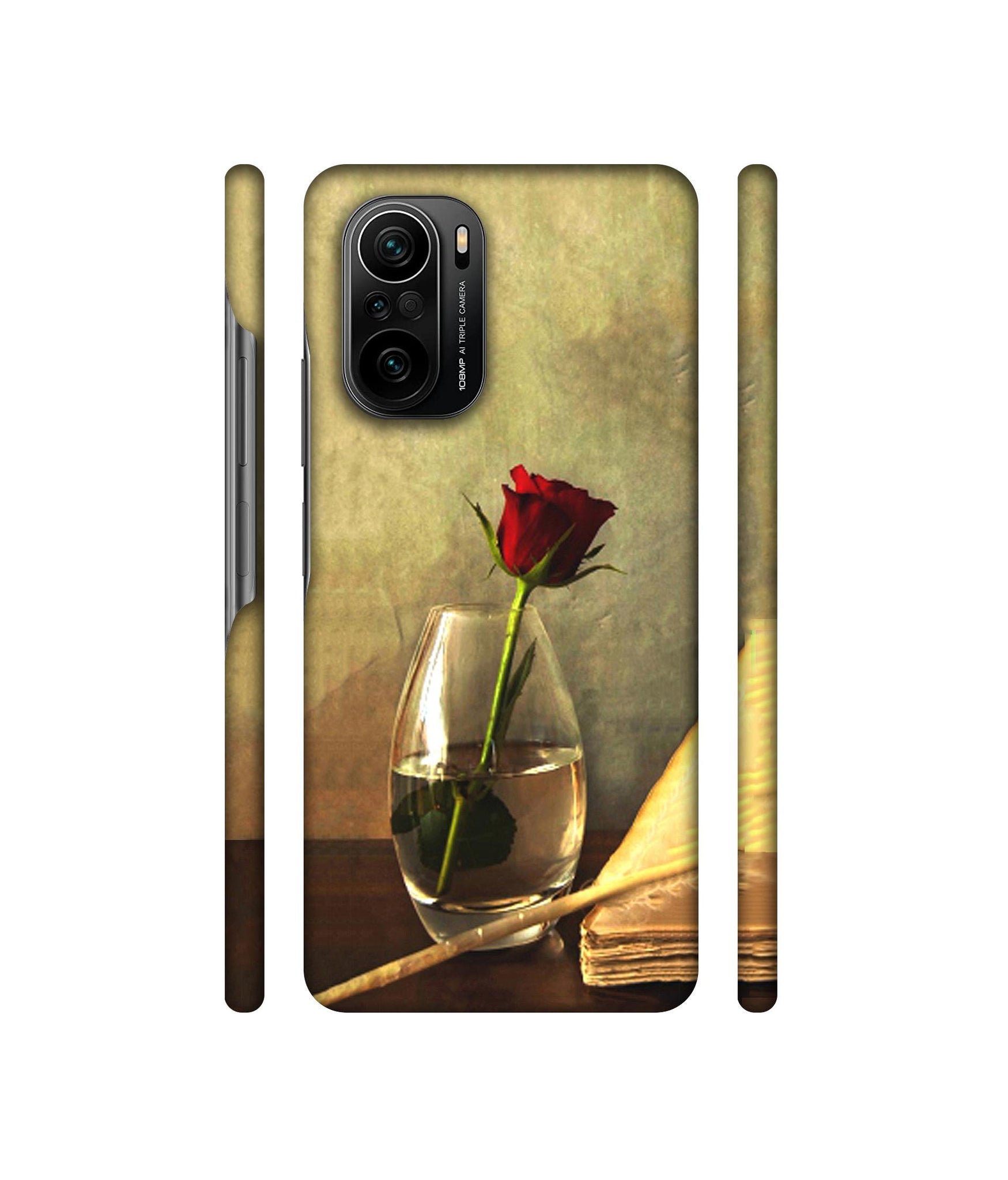 Red Rose in Glass Designer Hard Back Cover for Mi 11X / Mi 11X Pro / Mi Poco F3
