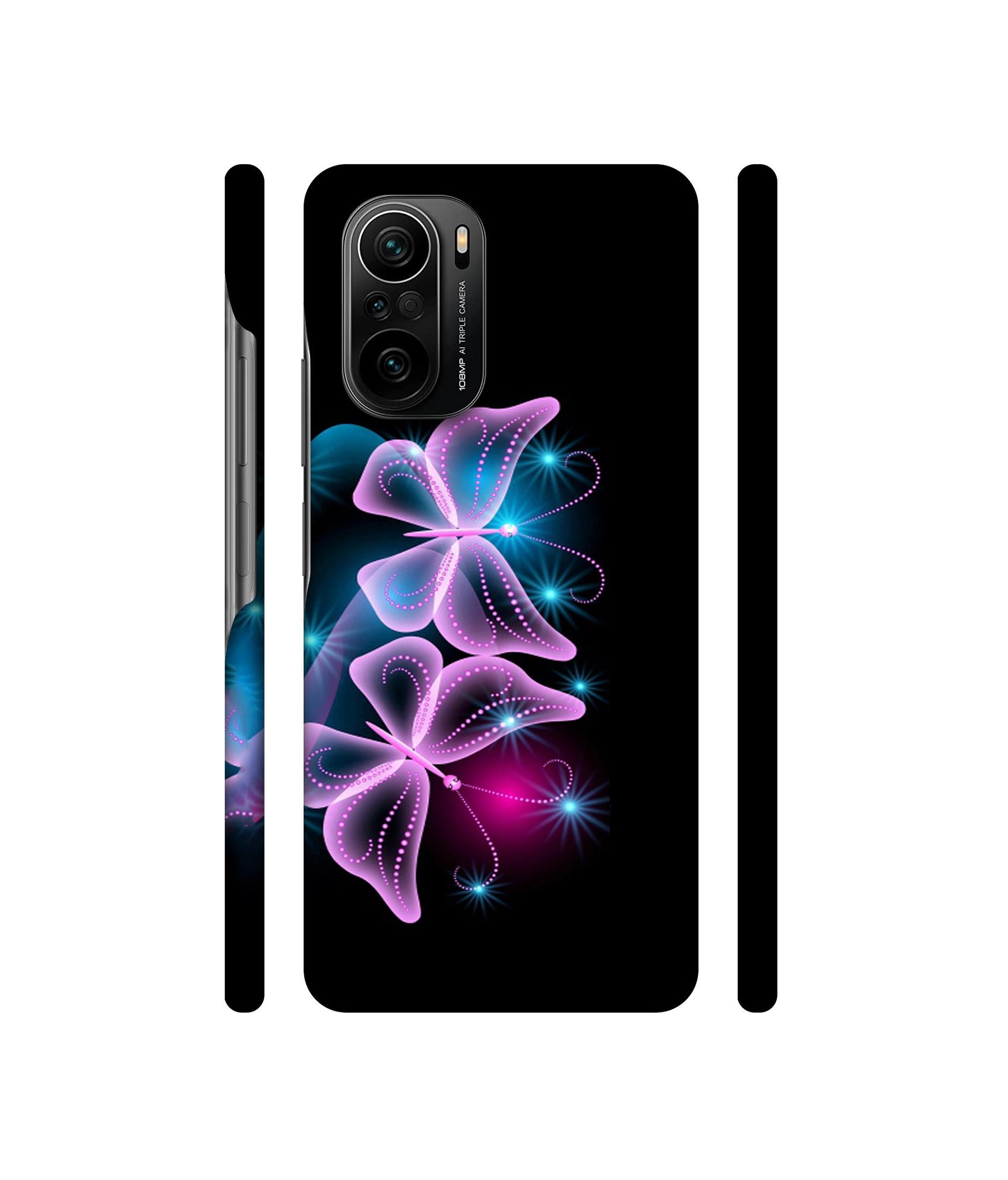 Butterflies Neon Light Designer Hard Back Cover for Mi 11X / Mi 11X Pro / Mi Poco F3