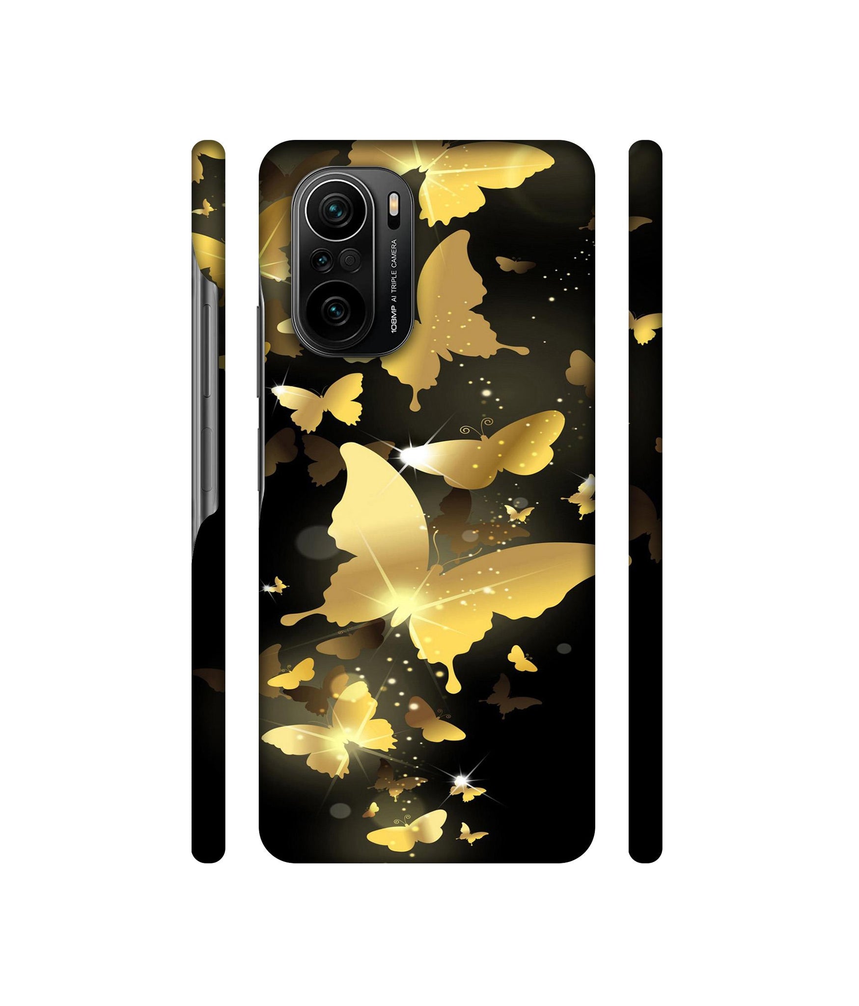 Golden Butterfly Pattern Designer Hard Back Cover for Mi 11X / Mi 11X Pro / Mi Poco F3