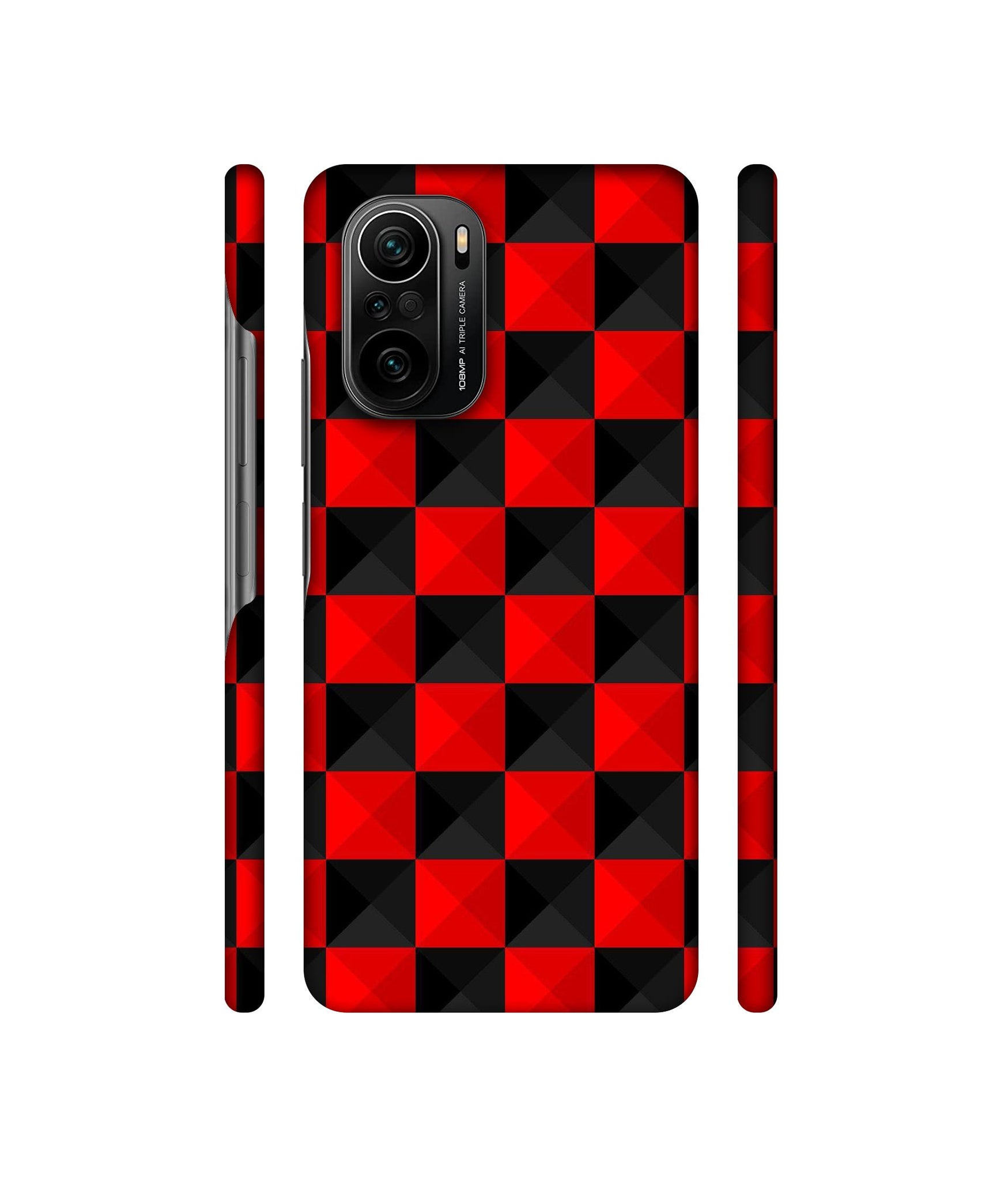 Red N Black Cubes Designer Hard Back Cover for Mi 11X / Mi 11X Pro / Mi Poco F3